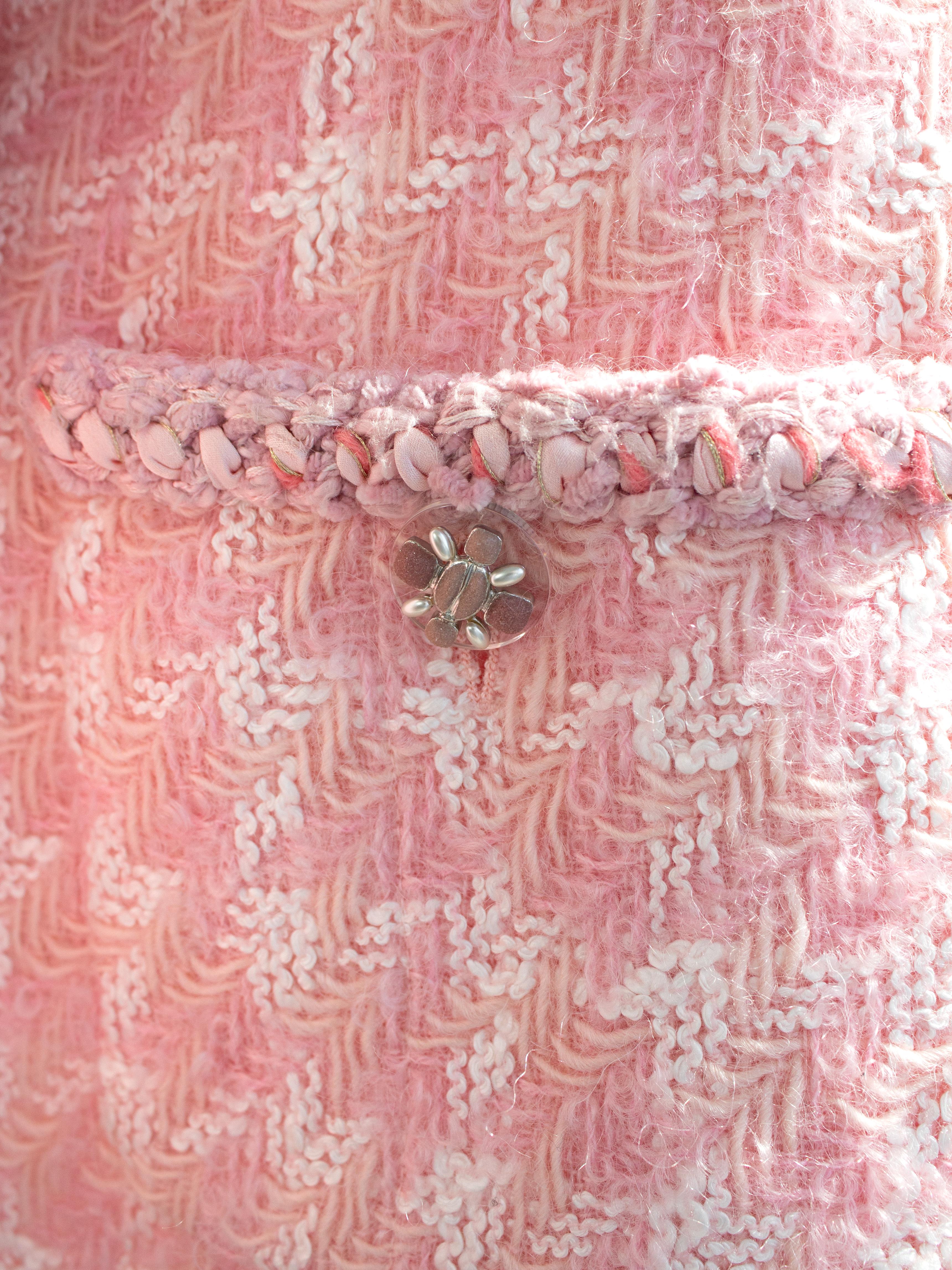 Iconic Chanel F/W 2014 Supermarket Barbie Pink Plaid 14A Fantasy Tweed Jacket 3
