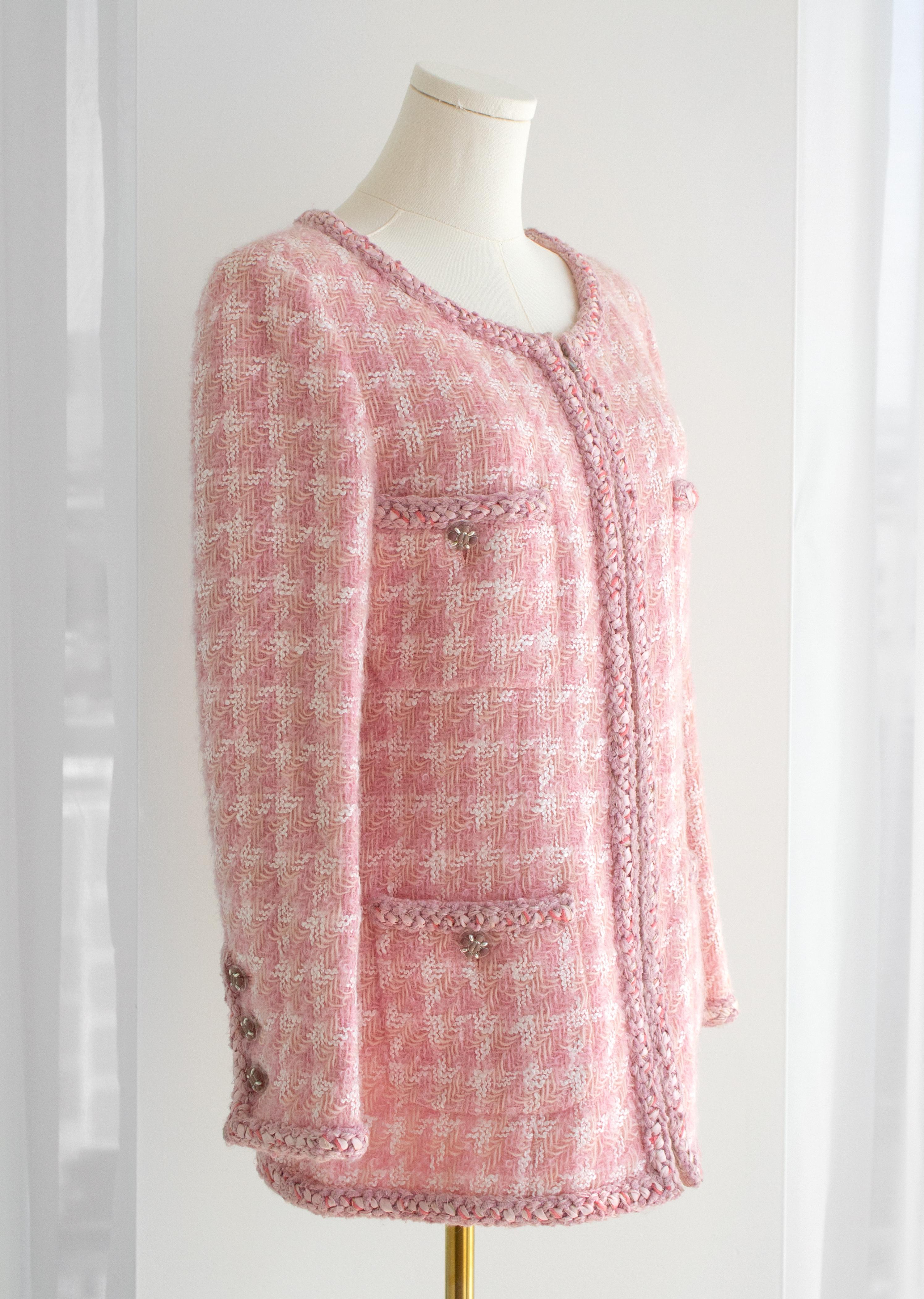 Iconic Chanel F/W 2014 Supermarket Barbie Pink Plaid 14A Fantasy Tweed Jacket 4