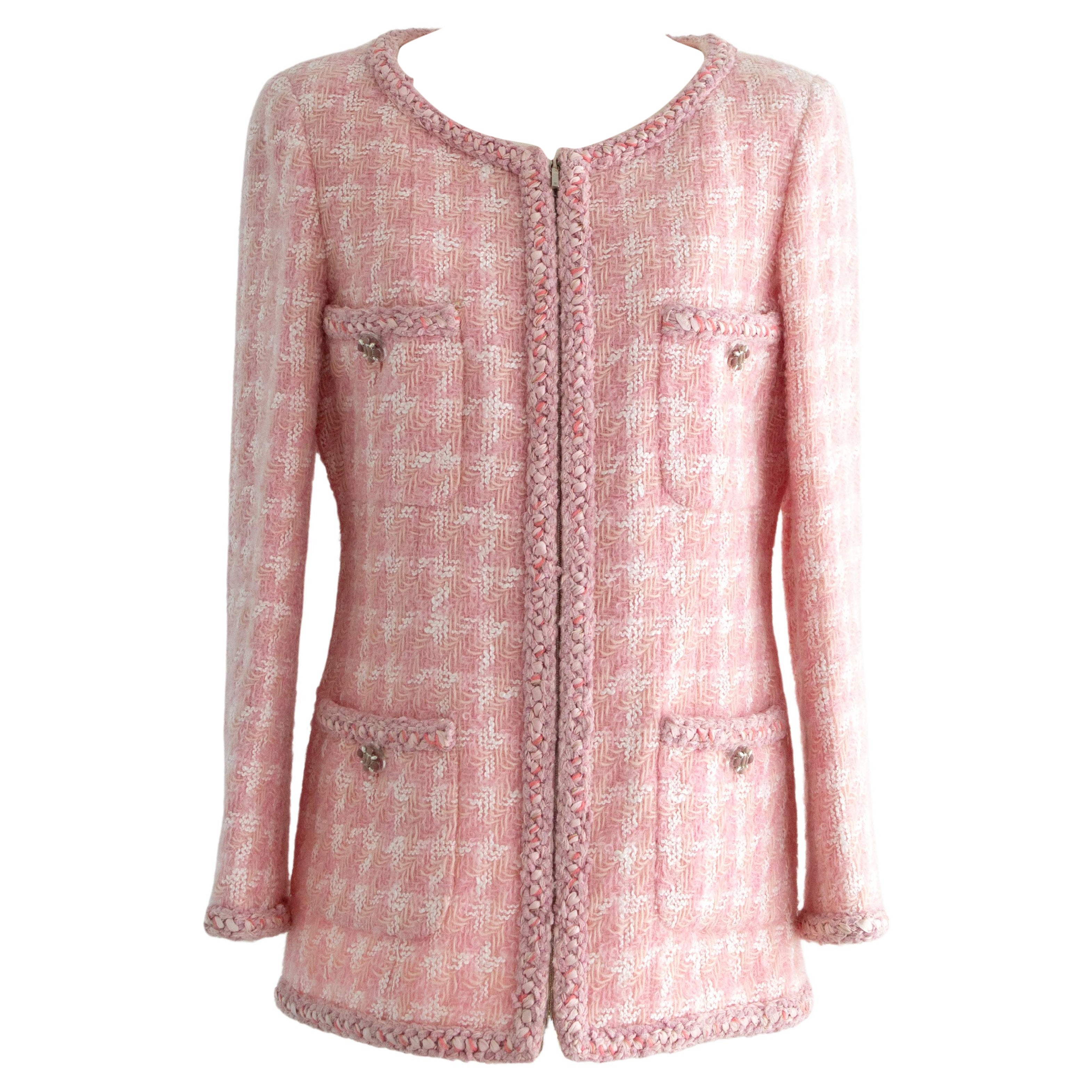 Iconic Chanel F/W 2014 Supermarket Barbie Pink Plaid 14A Fantasy Tweed Jacket
