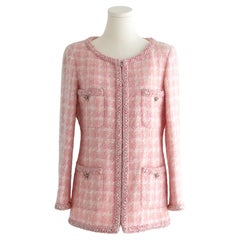 Iconic Chanel F/W 2014 Supermarket Barbie Pink Plaid 14A Fantasy Tweed Jacket