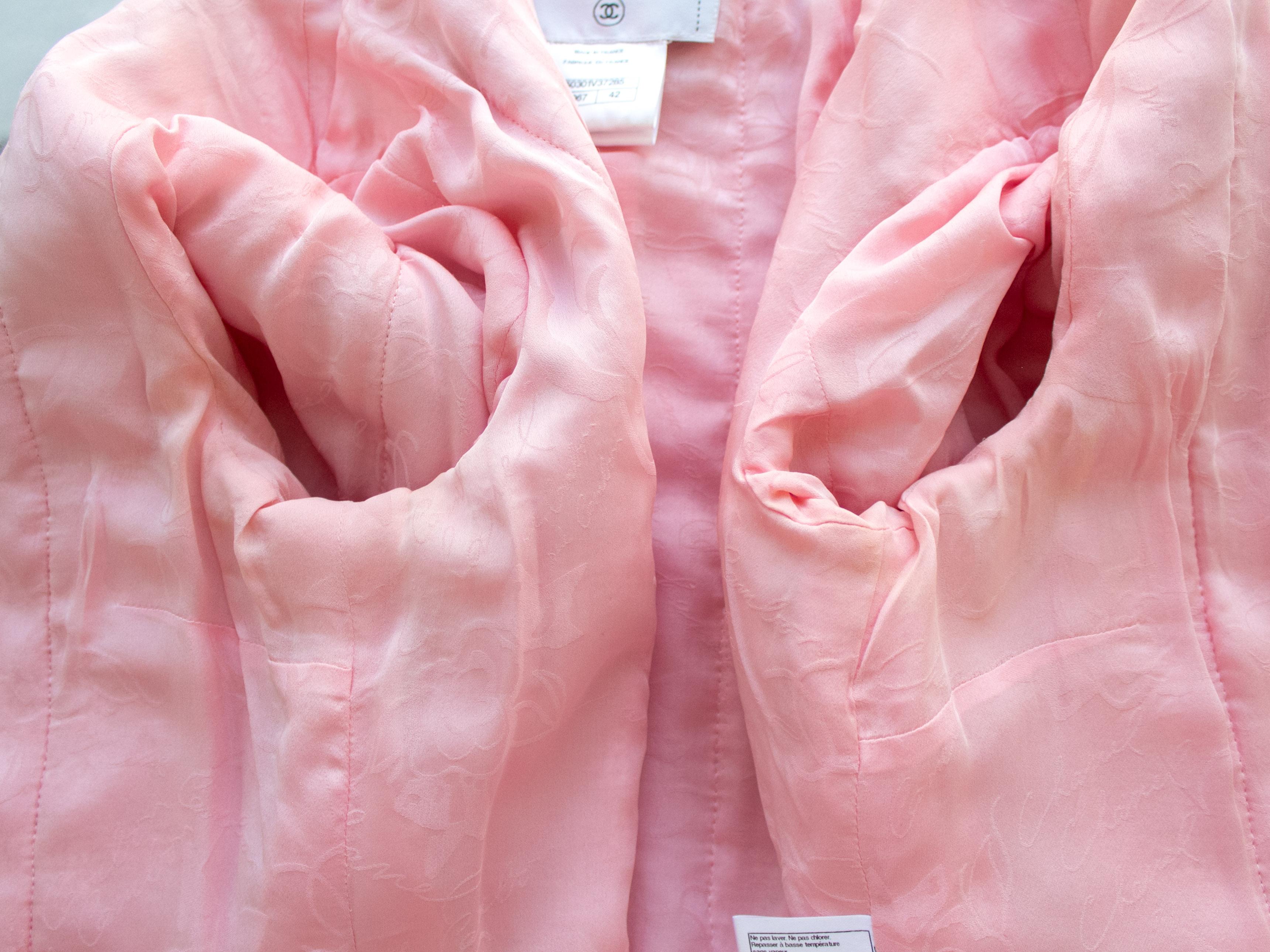 Iconic Chanel Fall 2014 Supermarket Pink White Plaid 14A Fantasy Tweed Jacket  6