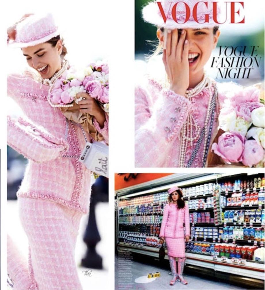 Iconic Chanel Fall 2014 Supermarket Pink White Plaid 14A Fantasy Tweed Jacket  9