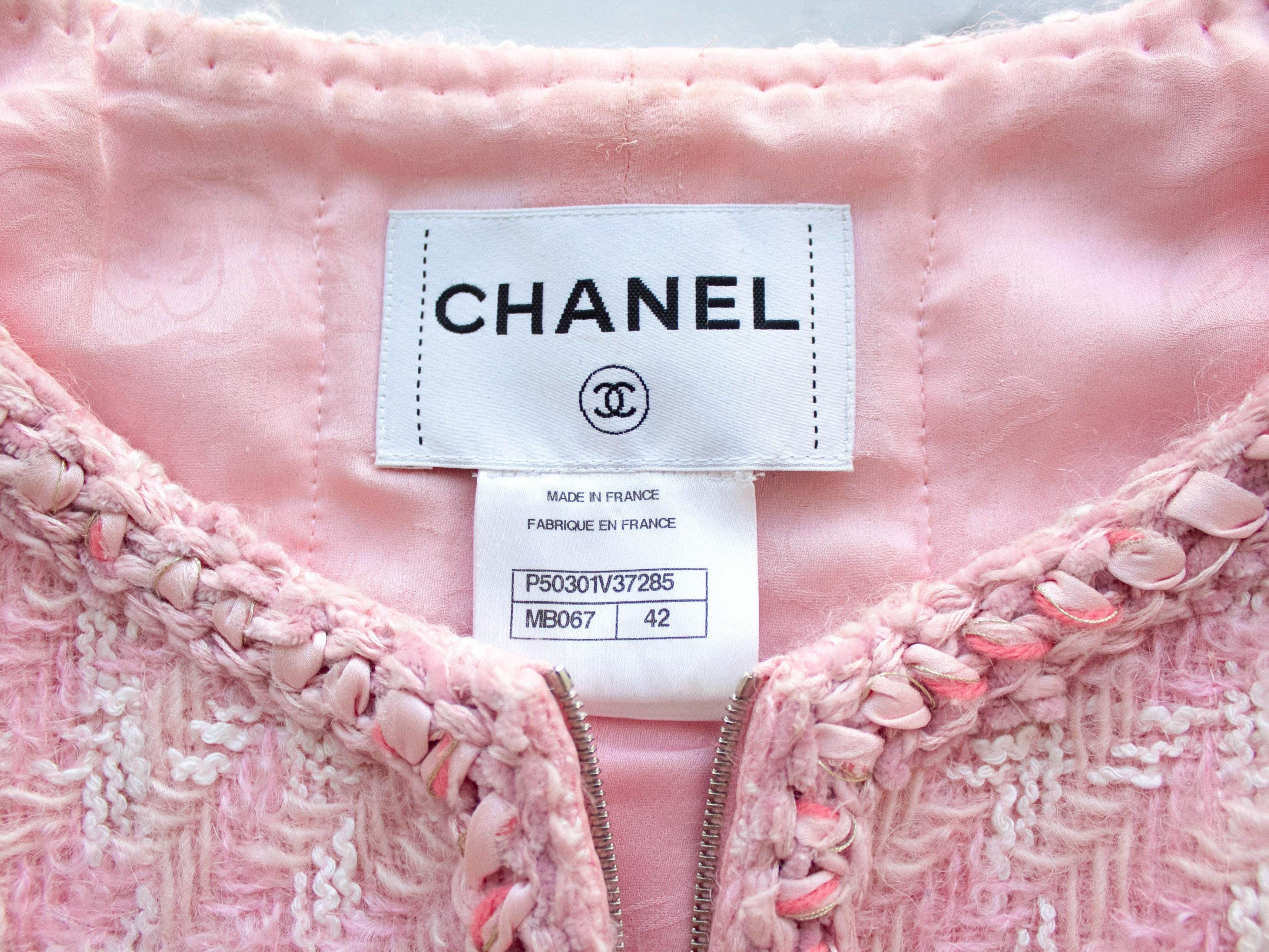 Iconic Chanel Fall 2014 Supermarket Pink White Plaid 14A Fantasy Tweed Jacket 1