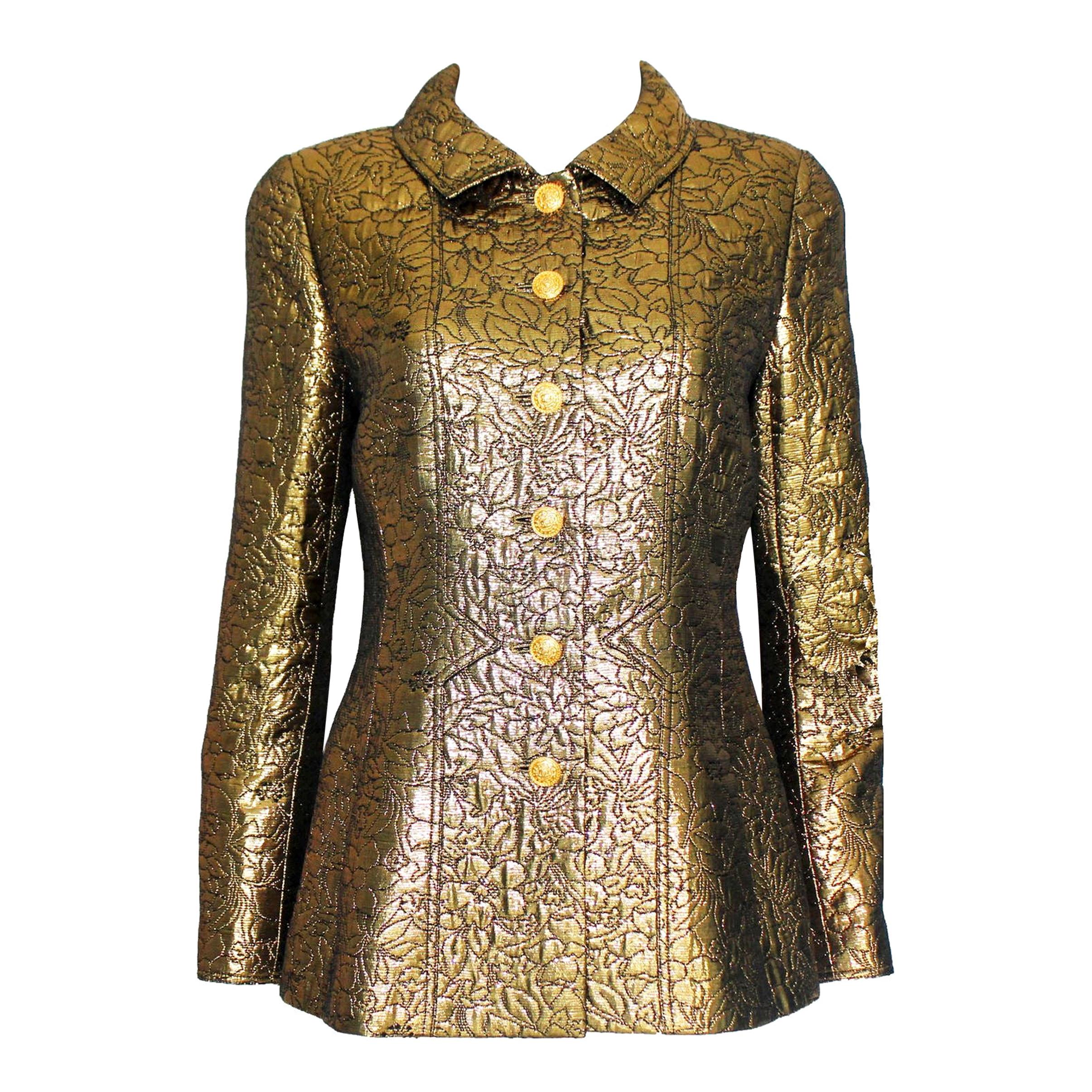 NEU NEW Chanel Iconic Golden Metallic 3D strukturierte Jacke Blazer im Angebot