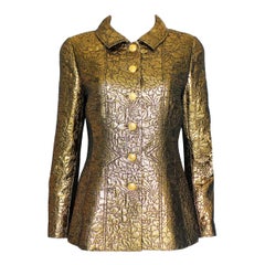 UNWORN Chanel FW 1996 Iconic Golden Metallic 3D Structured Jacket Blazer  40