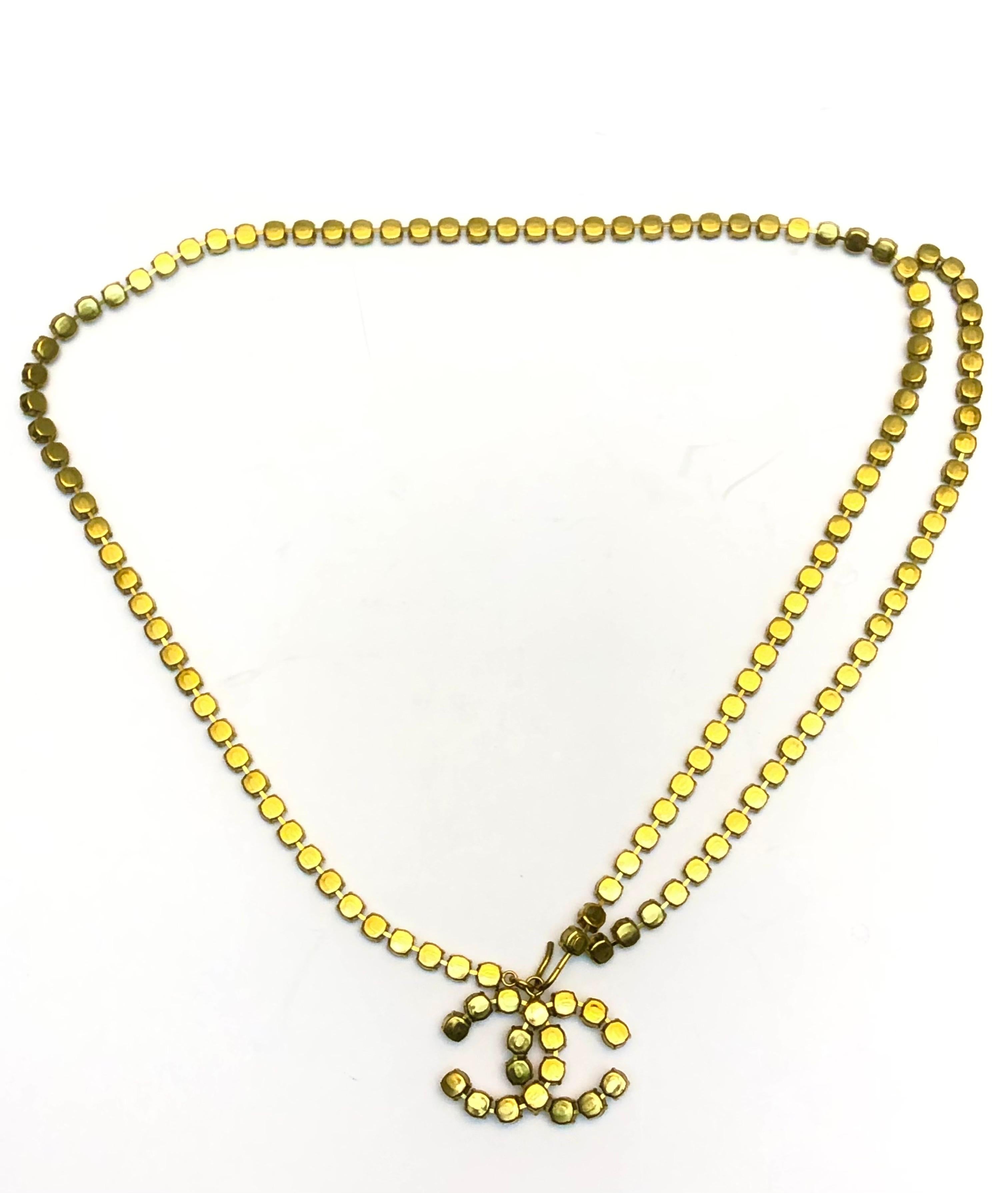 Women's or Men's Iconic Chanel Spring 1995 multi-coloured rhinestones gold metal hardware belt