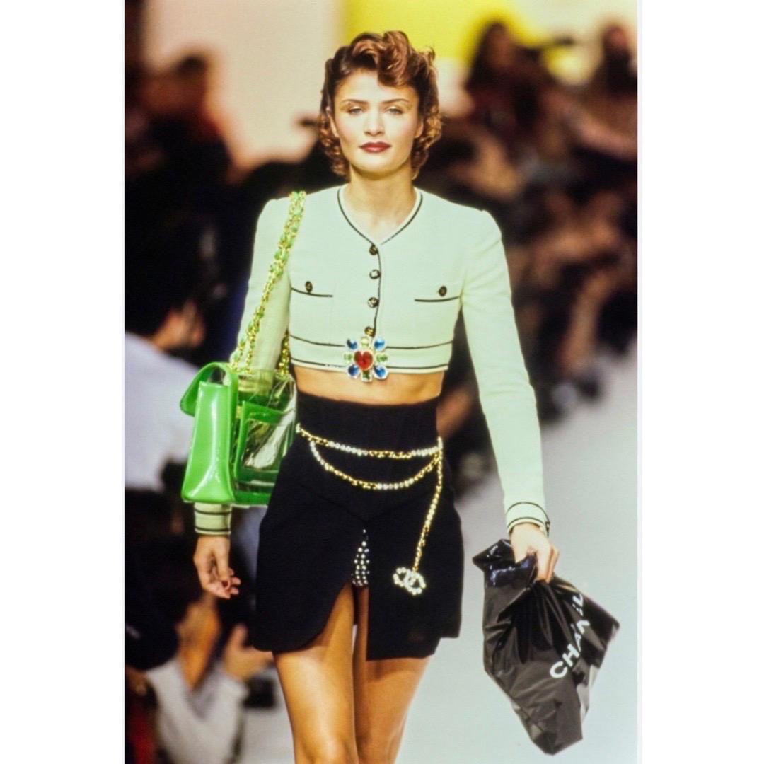 Iconic Chanel Spring 1995 multi-coloured rhinestones gold metal hardware belt 2