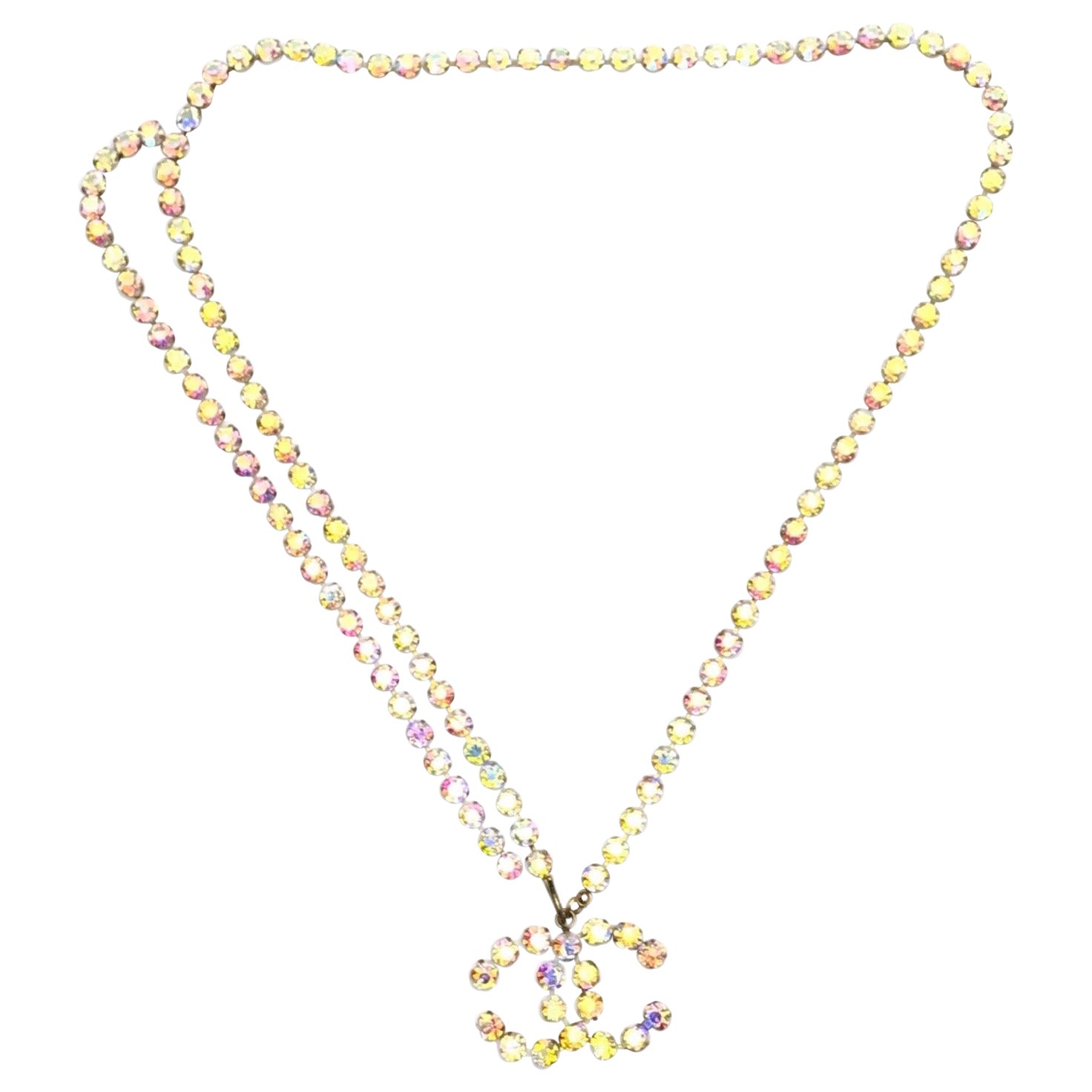 Iconic Chanel Spring 1995 multi-coloured rhinestones gold metal hardware belt