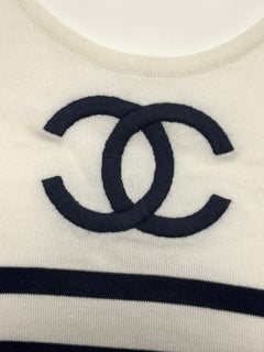 Iconic Chanel Spring Summer 1994 Runway CC Logo Nautical Knit Top by Karl