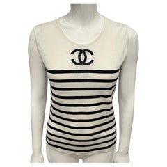 Iconic Chanel Spring Summer 1994 Runway CC Logo Nautical Knit Top by Karl