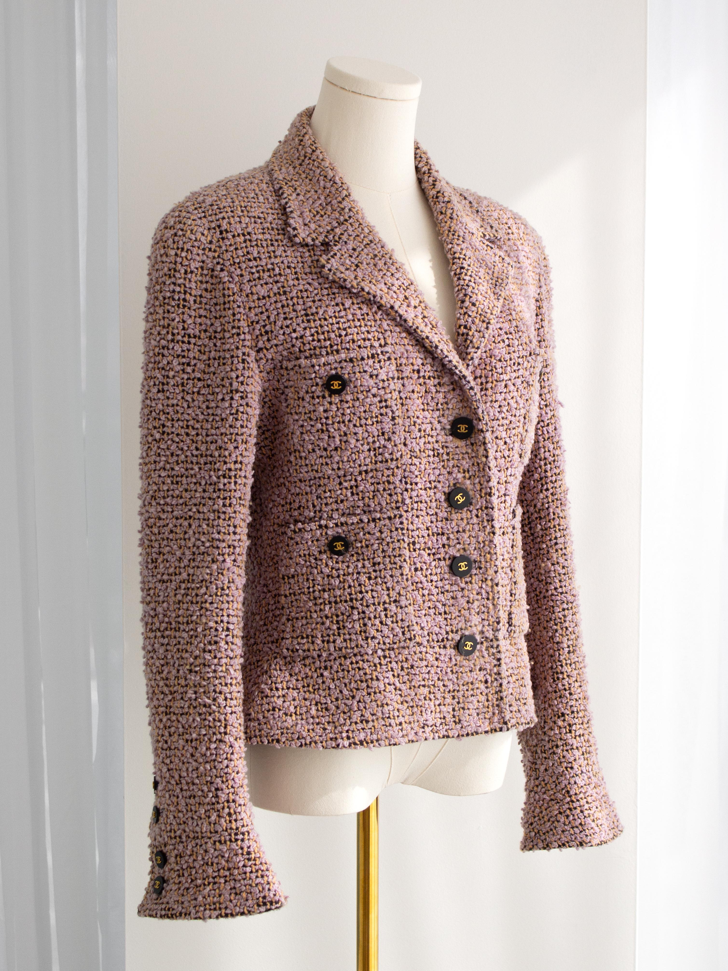 Ikonische Chanel Vintage H/W 1994 Lila Schwarz Fantasy Tweed 94A Jacke im Angebot 7
