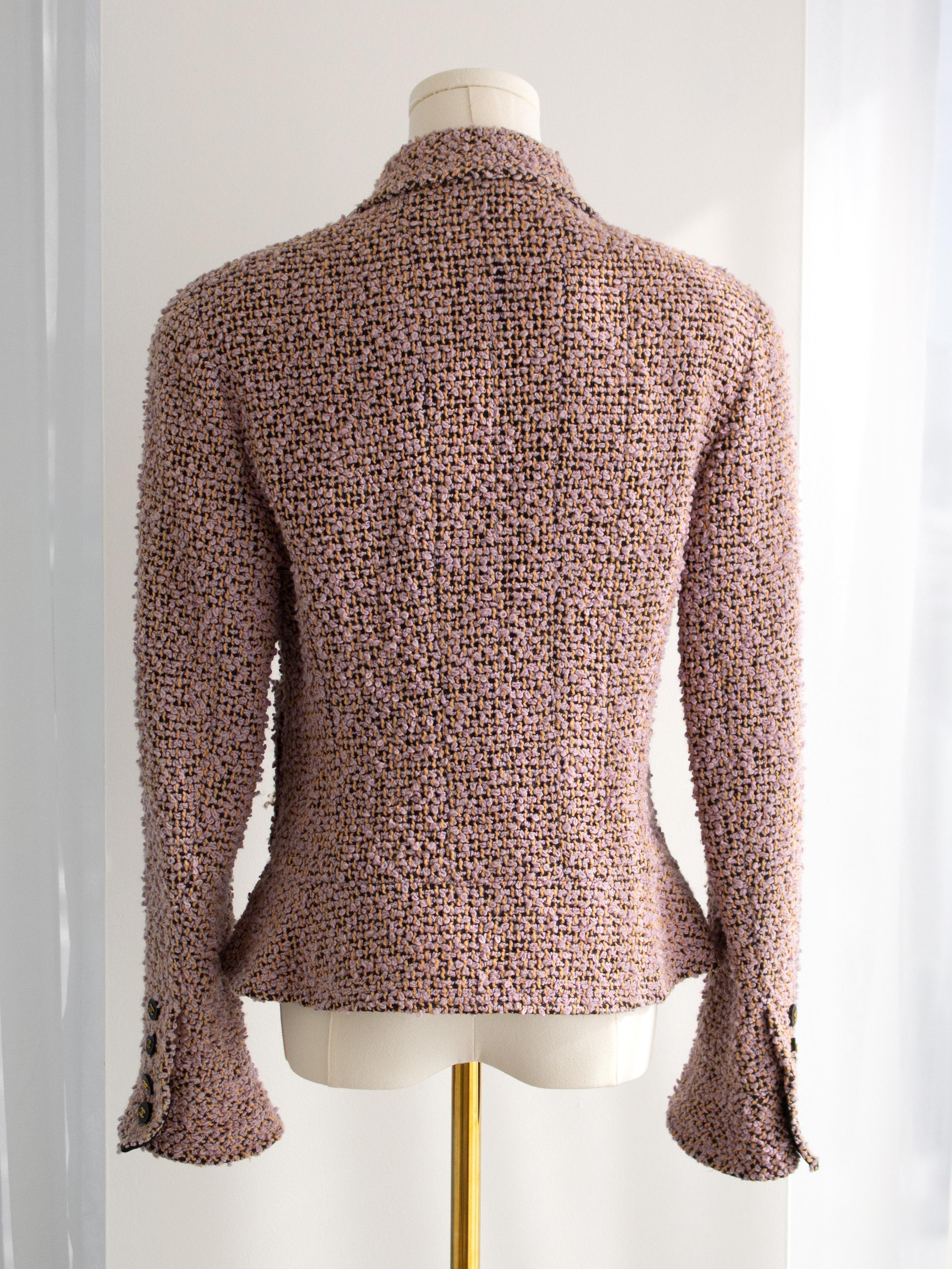 Ikonische Chanel Vintage H/W 1994 Lila Schwarz Fantasy Tweed 94A Jacke im Angebot 13
