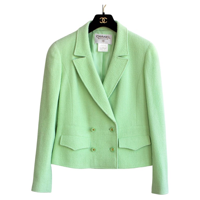Chanel Green Jackets - 77 For Sale on 1stDibs  green chanel jacket, chanel  green blazer, chanel jacket green