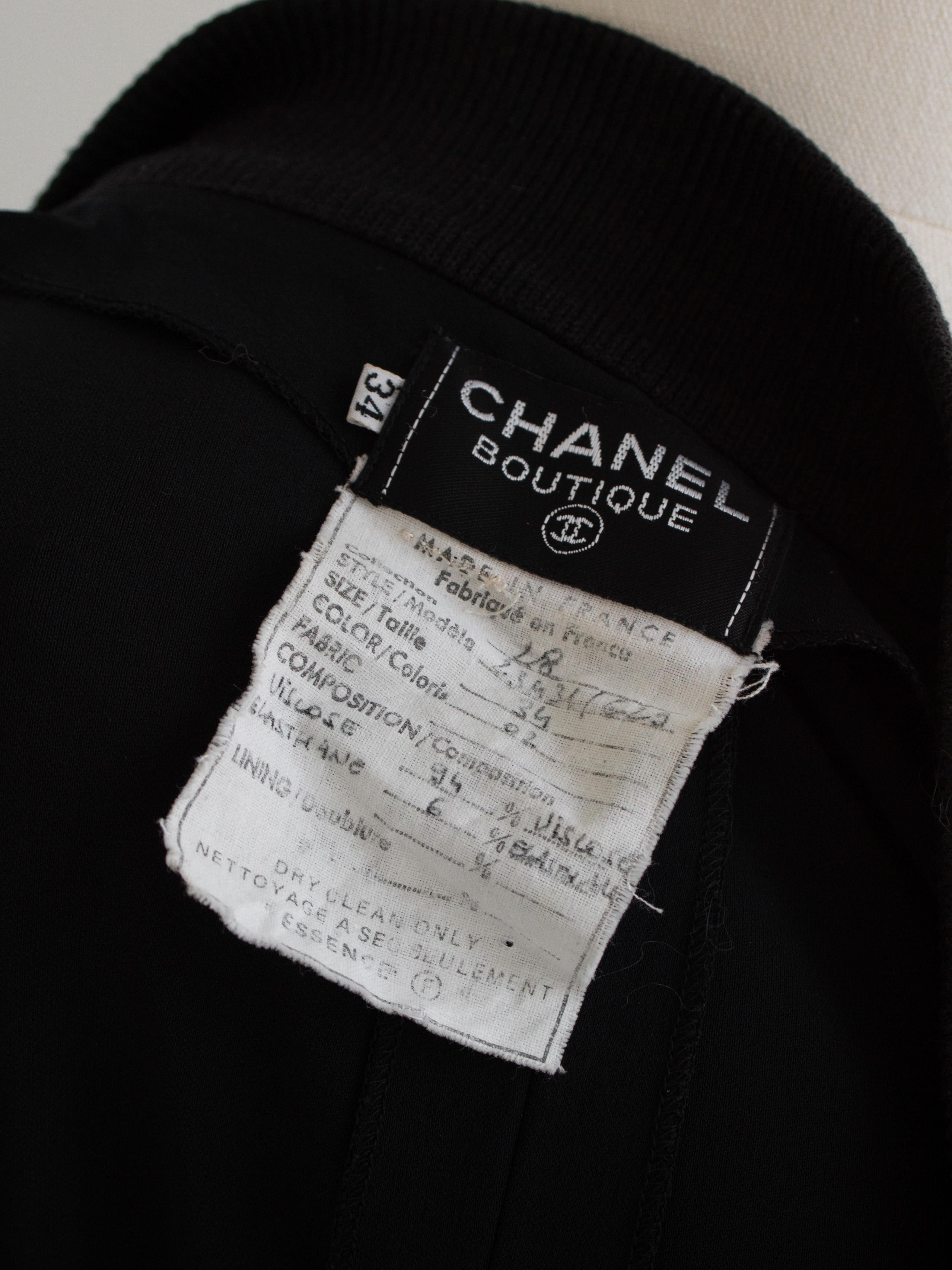 Iconic Chanel Vintage S/S 1992 Karl Black CC Knit Zip Mini 90s Dress For Sale 6