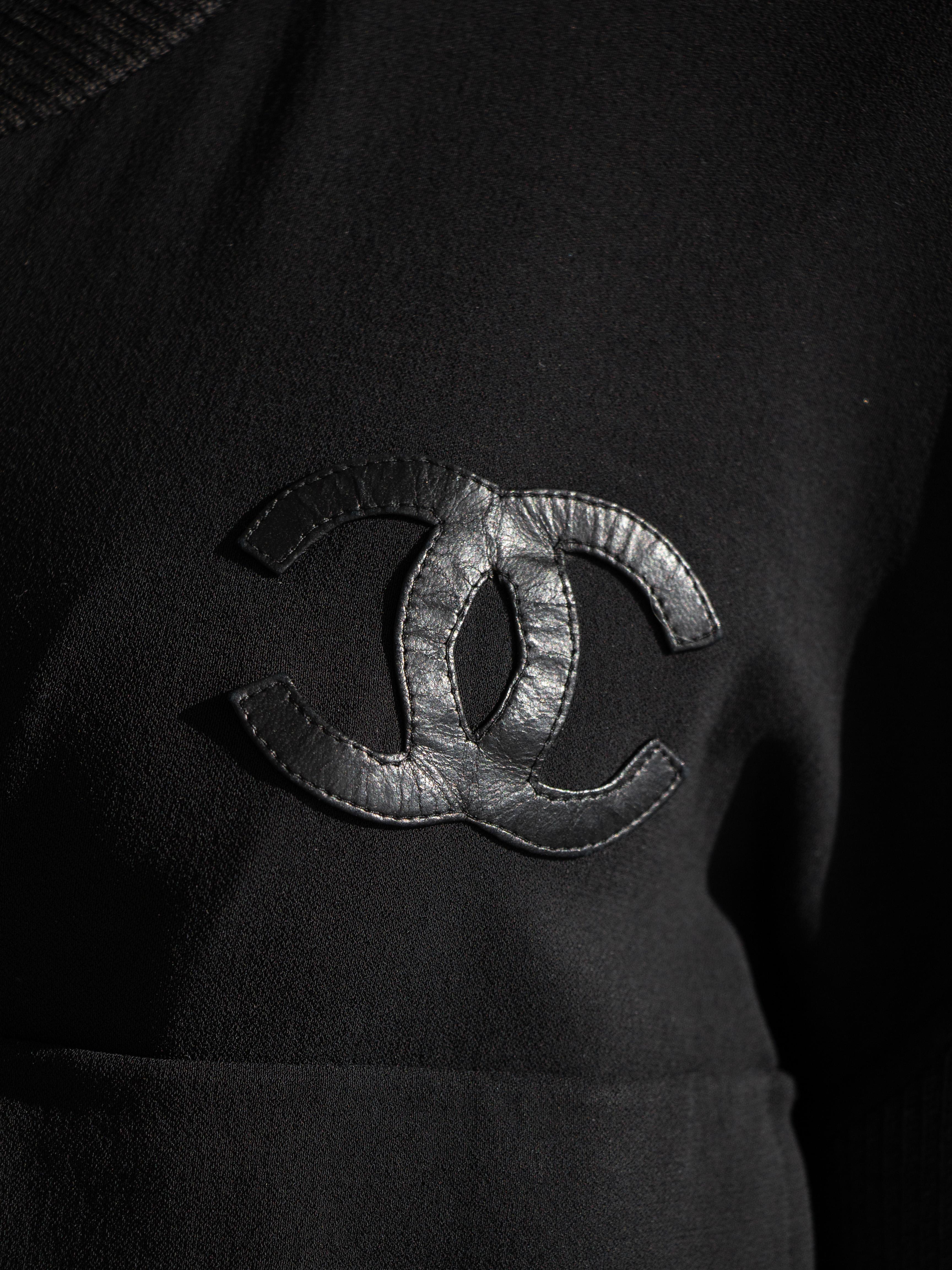 Iconic Chanel Vintage S/S 1992 Karl Black CC Knit Zip Mini 90s Dress 7