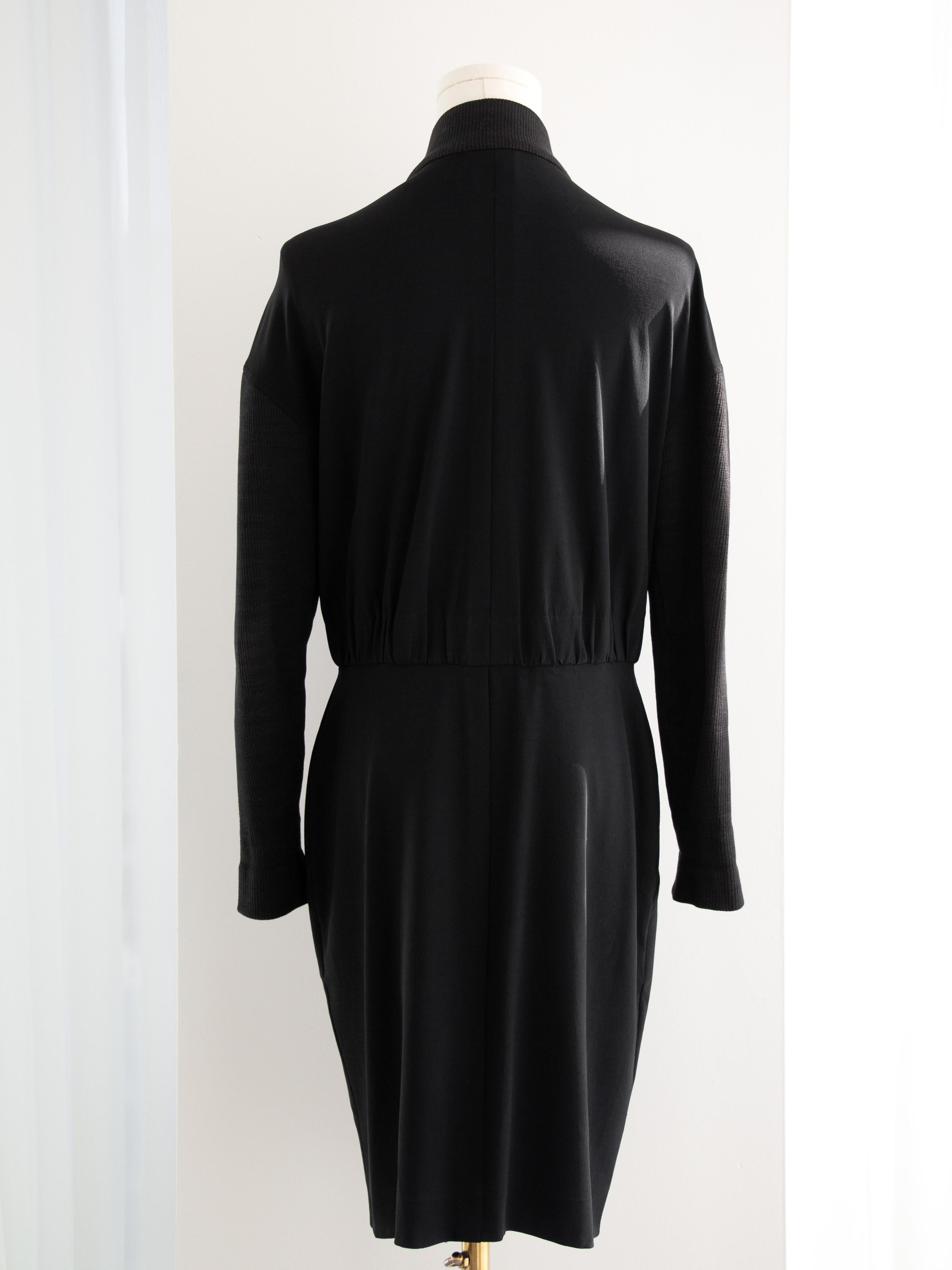Iconic Chanel Vintage S/S 1992 Karl Black CC Knit Zip Mini 90s Dress 1