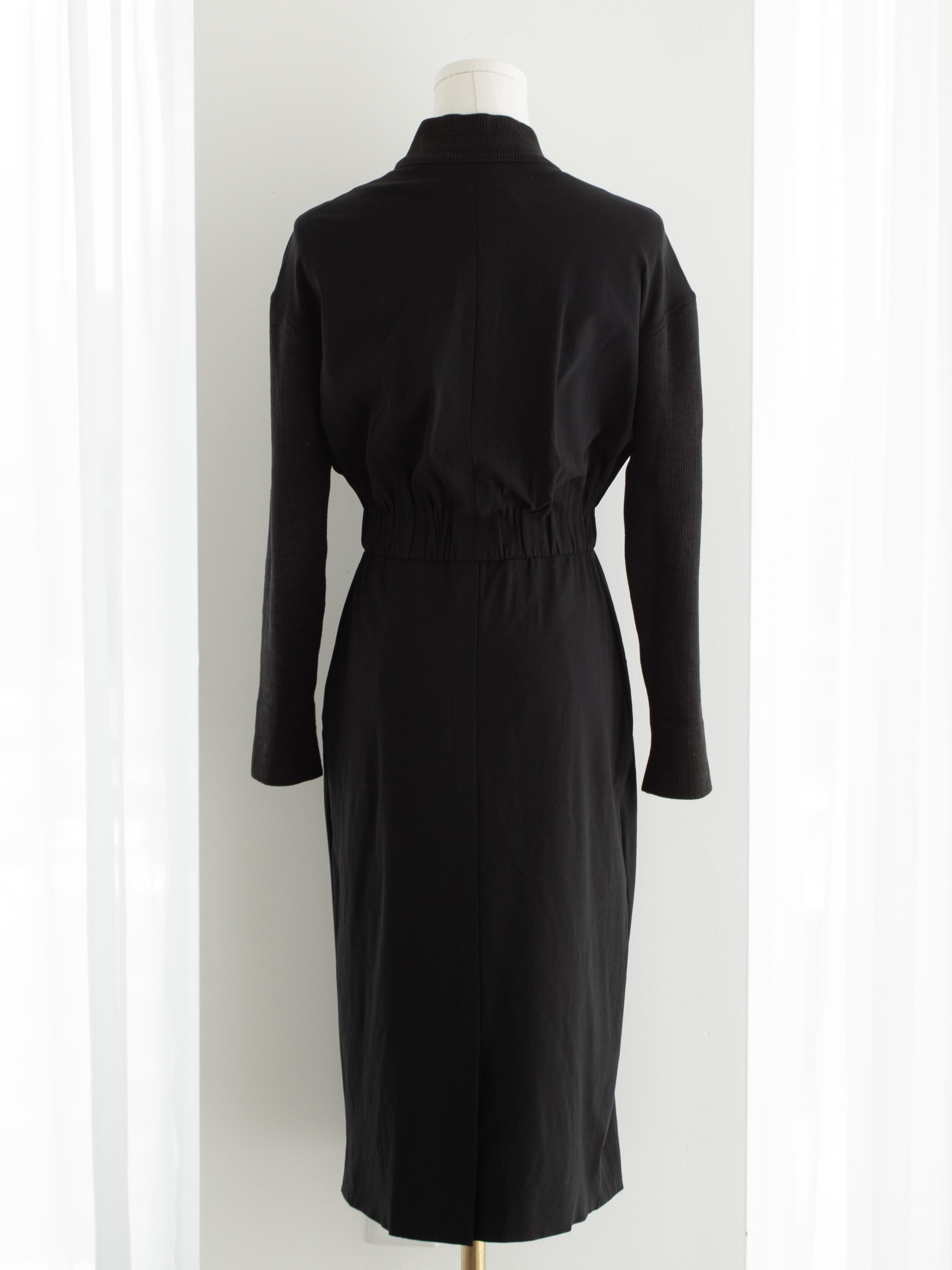 Iconic Chanel Vintage S/S 1992 Karl Black CC Knit Zip Mini 90s Dress For Sale 3
