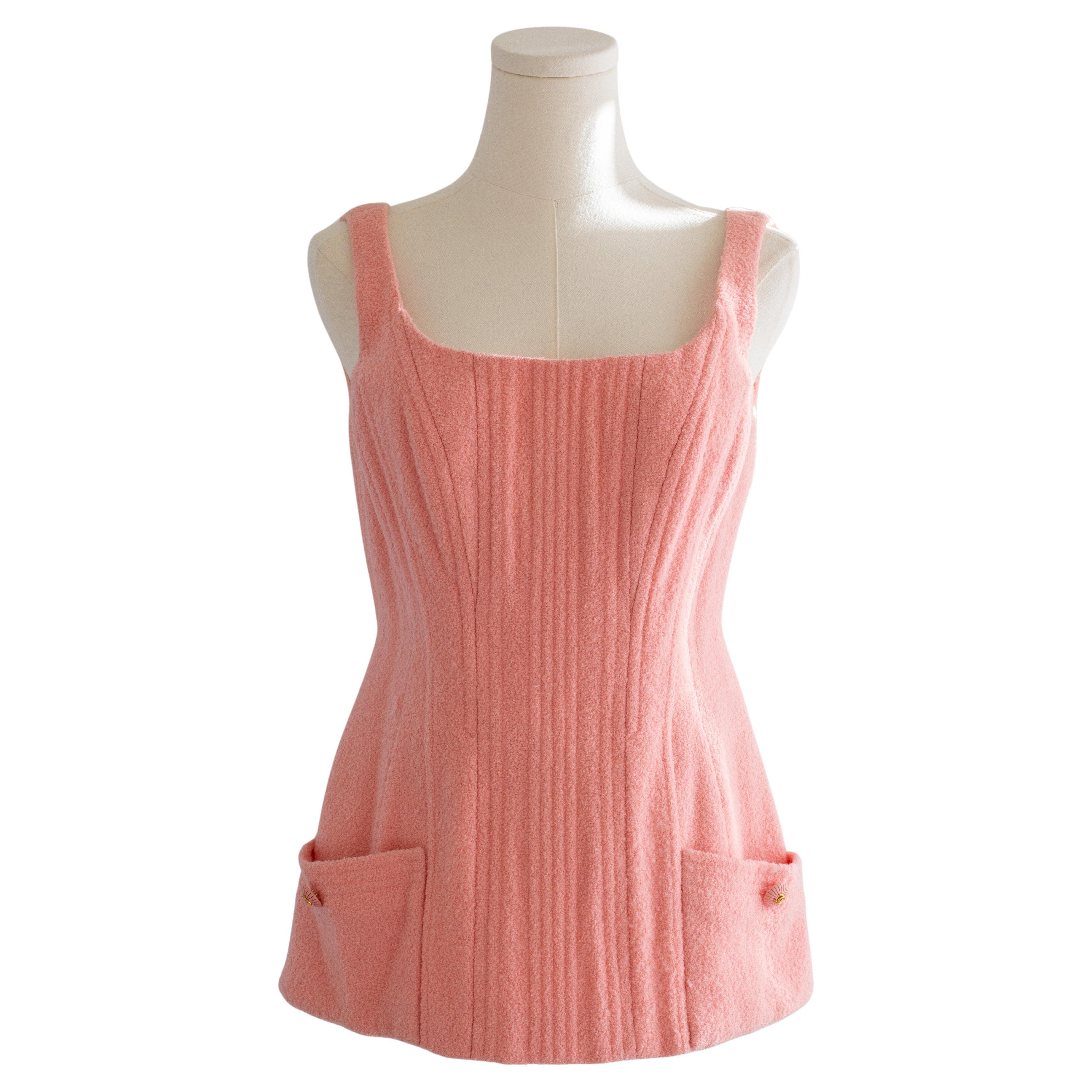 Iconico top a bustina Chanel Vintage P/E 1993 Helena Claudia Pink Tweed 93P