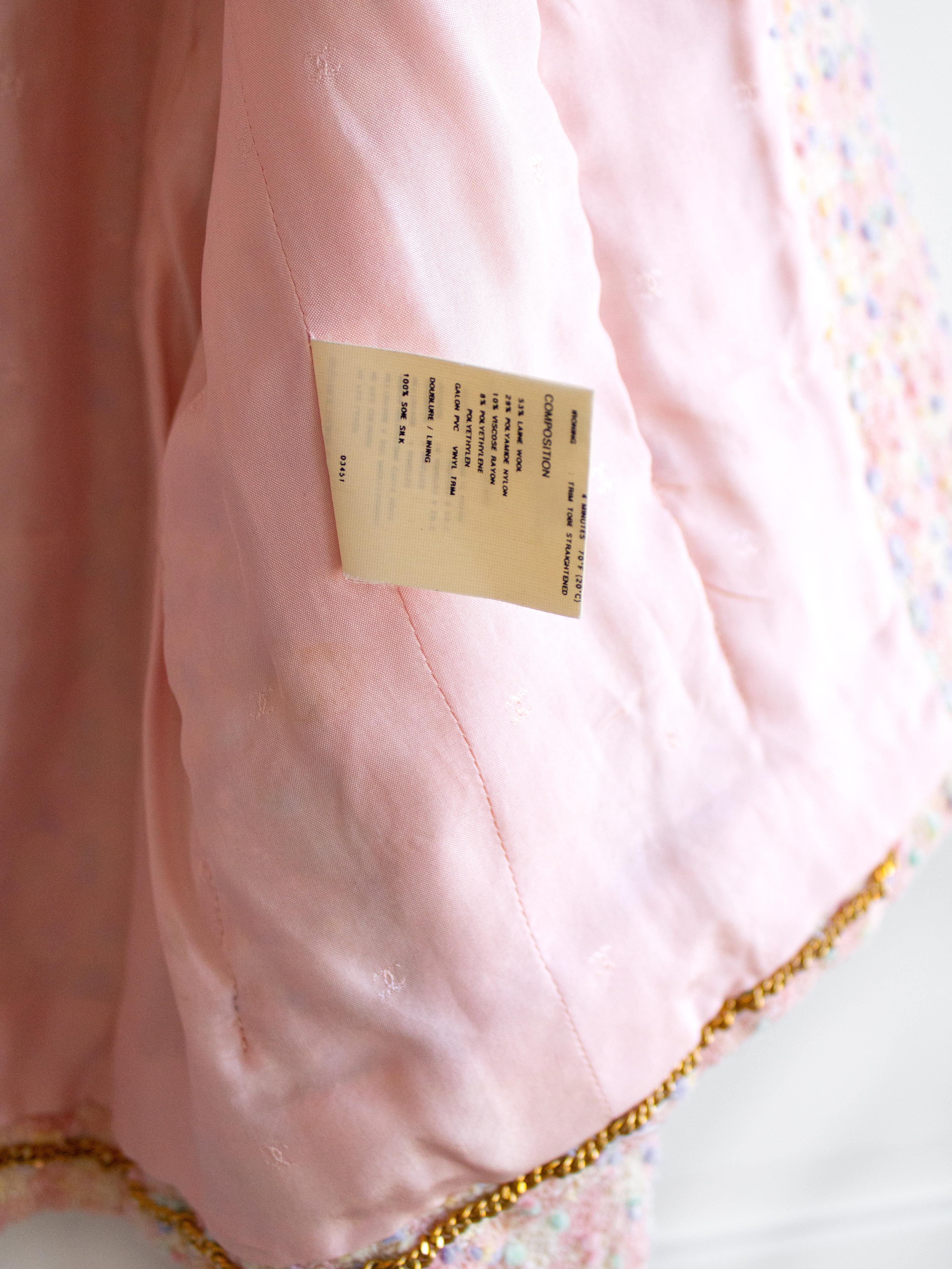Iconic Chanel Vintage S/S 1994 Runway Pink Popcorn Tweed 94P Jacket Skirt Suit 5