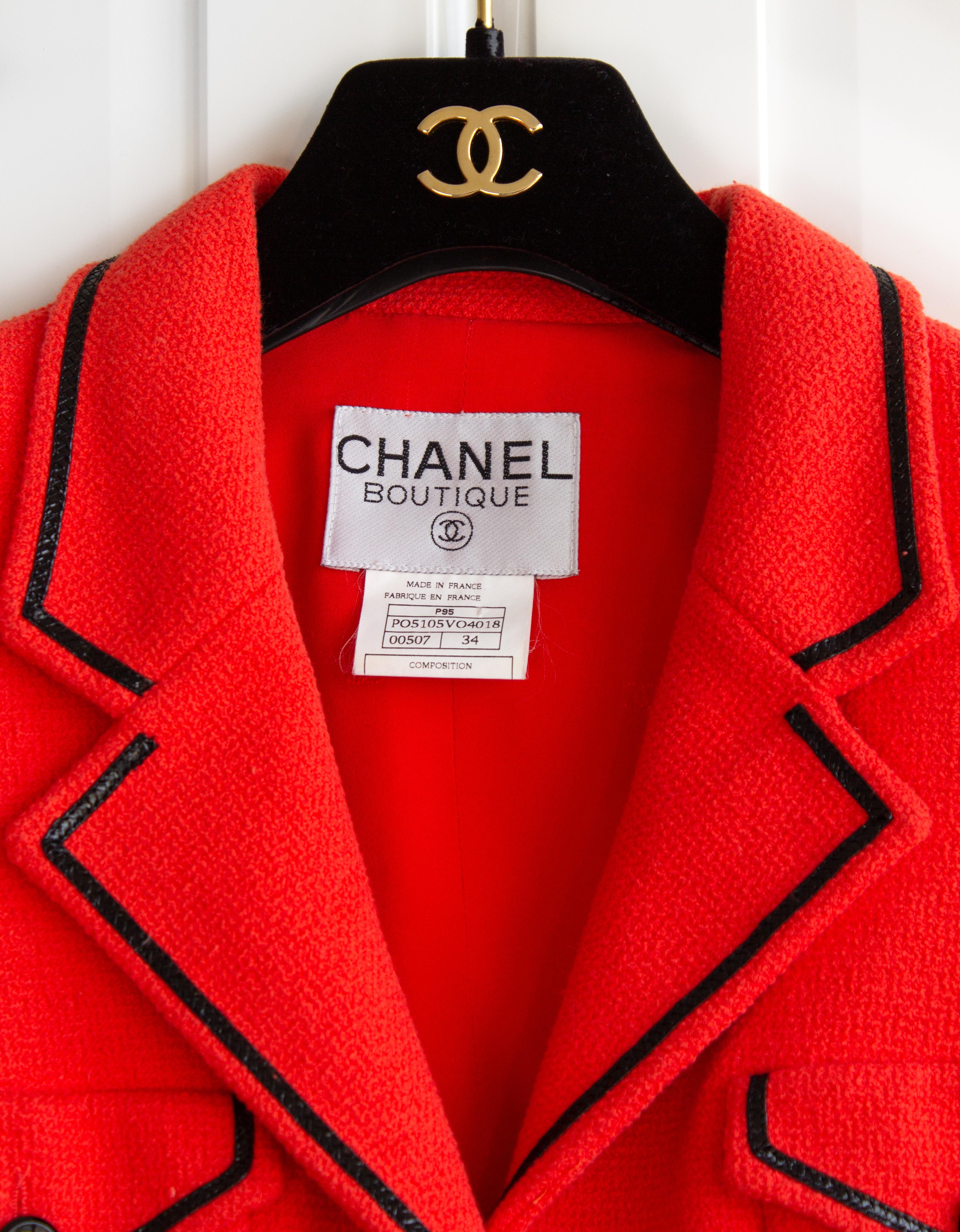 Iconic Chanel Vintage S/S 1995 Barbie Cropped Red Black 95P Jacket Corset Skirt  1