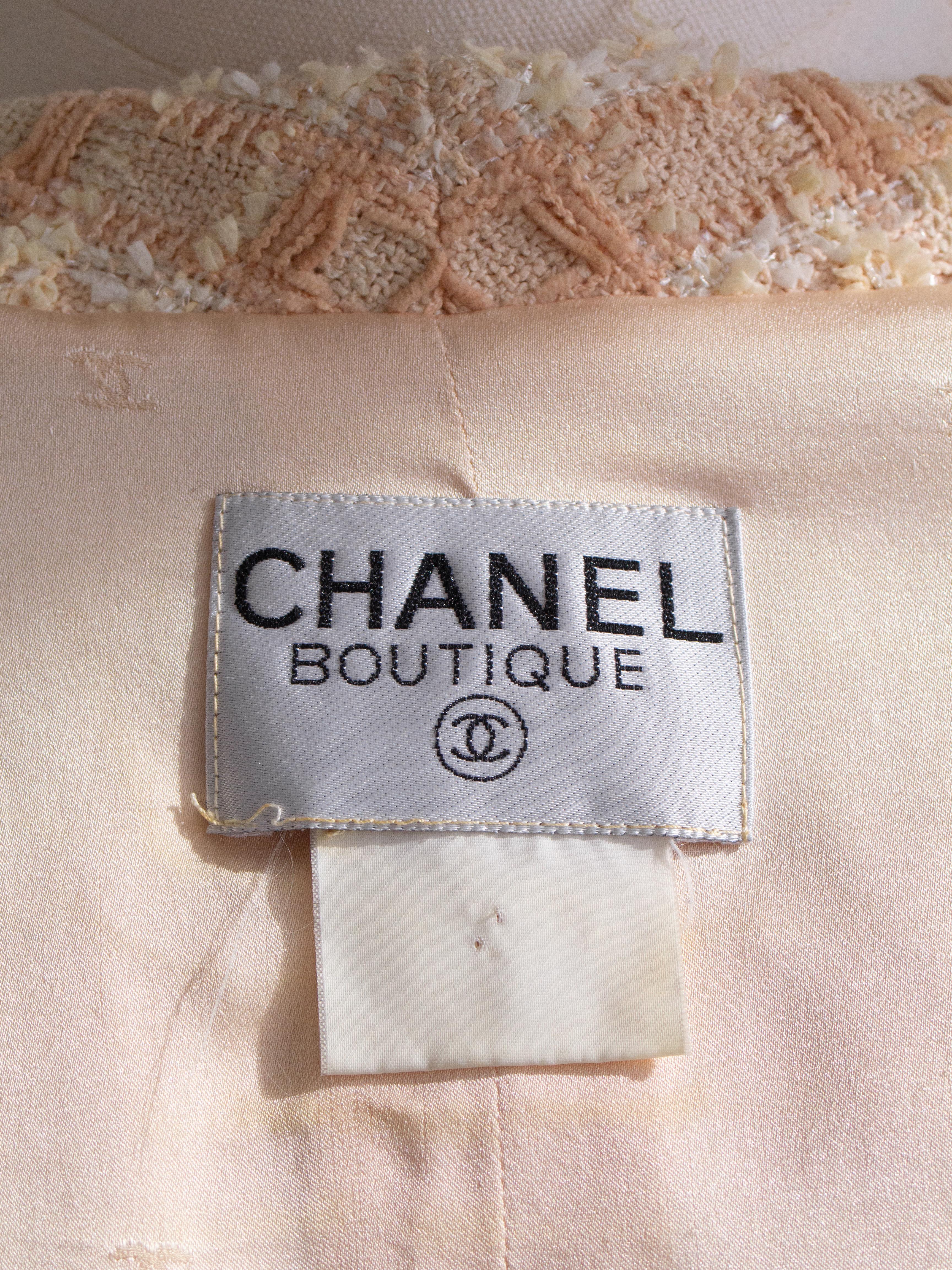 Iconic Chanel Vintage S/S 1995 Barbie Pink Sequin Tweed 95P Jacket Suit 9