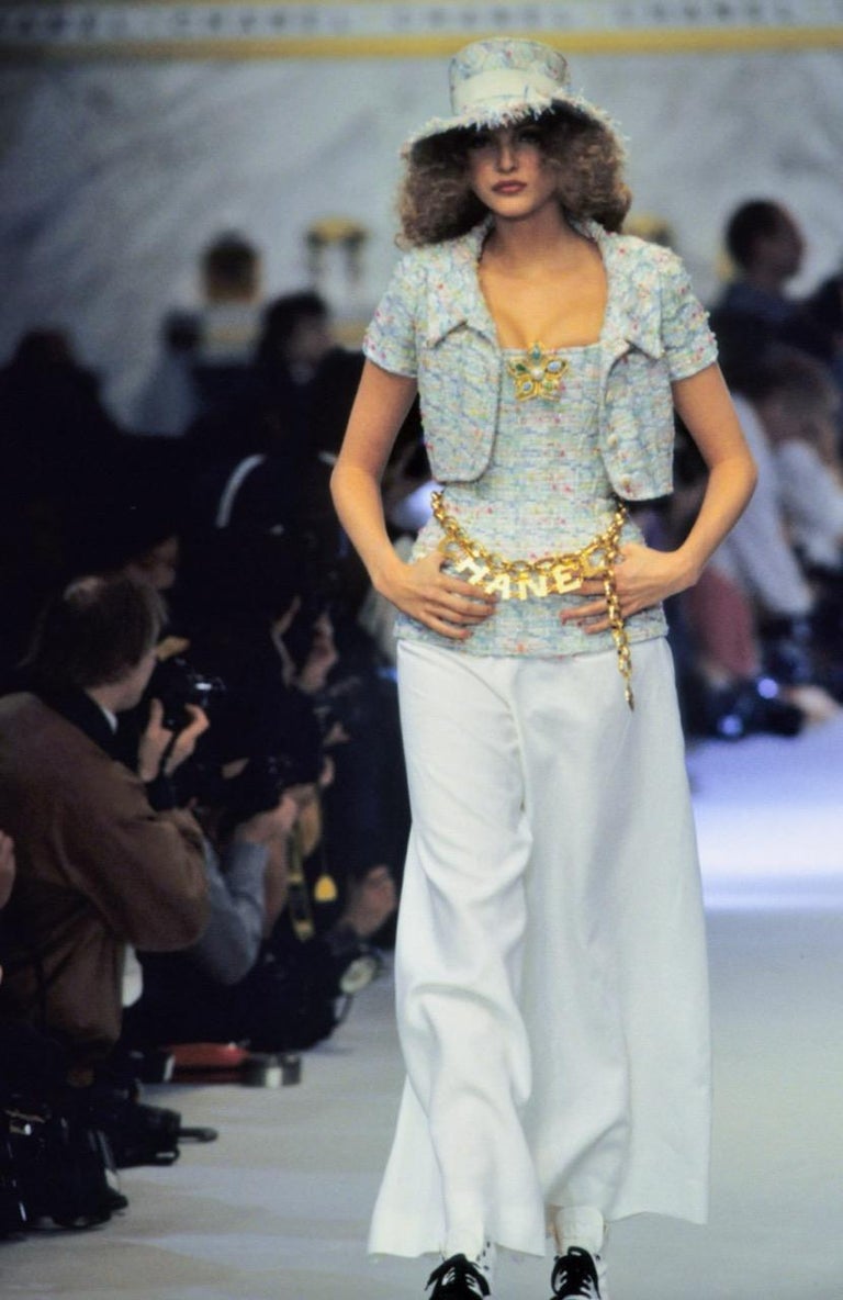 Iconic Chanel Vintage Spring 1993 Kate Moss Blue Multicolor Tweed