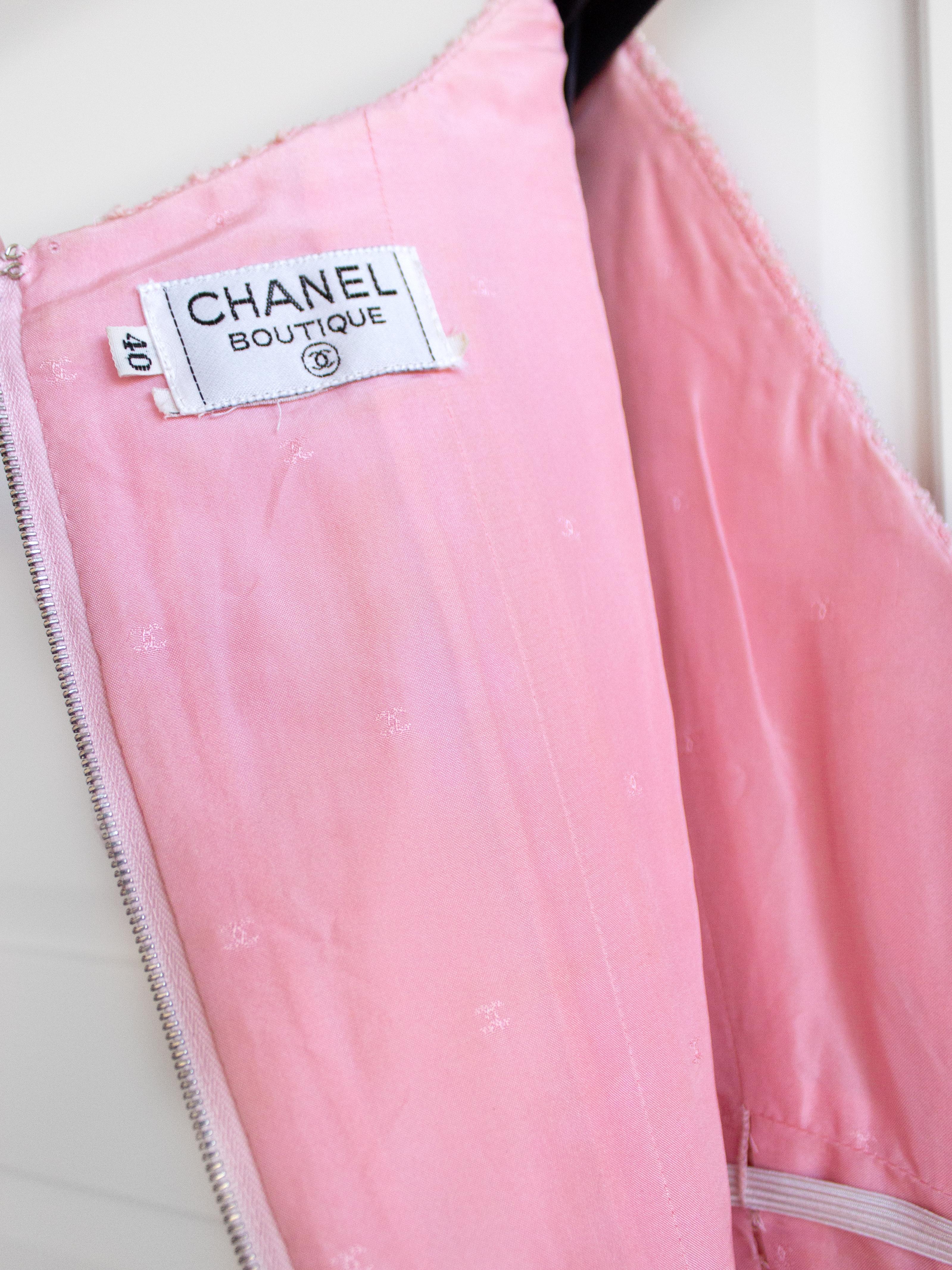 Iconic Chanel Vintage Spring 1994 Pink Tweed Corset Dress Skirt 94P Suit Set 2