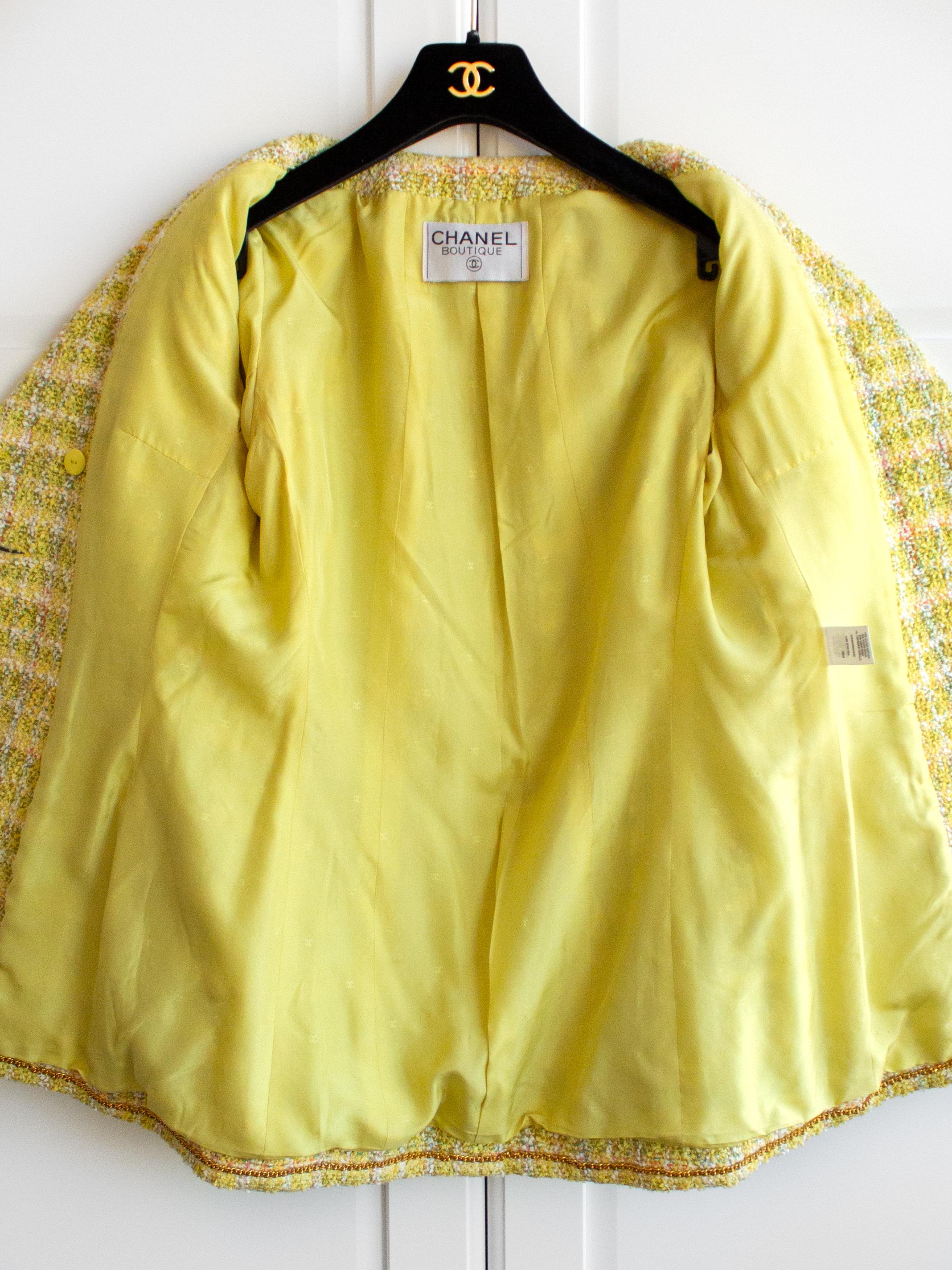Iconic Chanel Vintage Spring 1994 Yellow Tweed Bra Shorts Jacket 94P Suit 3