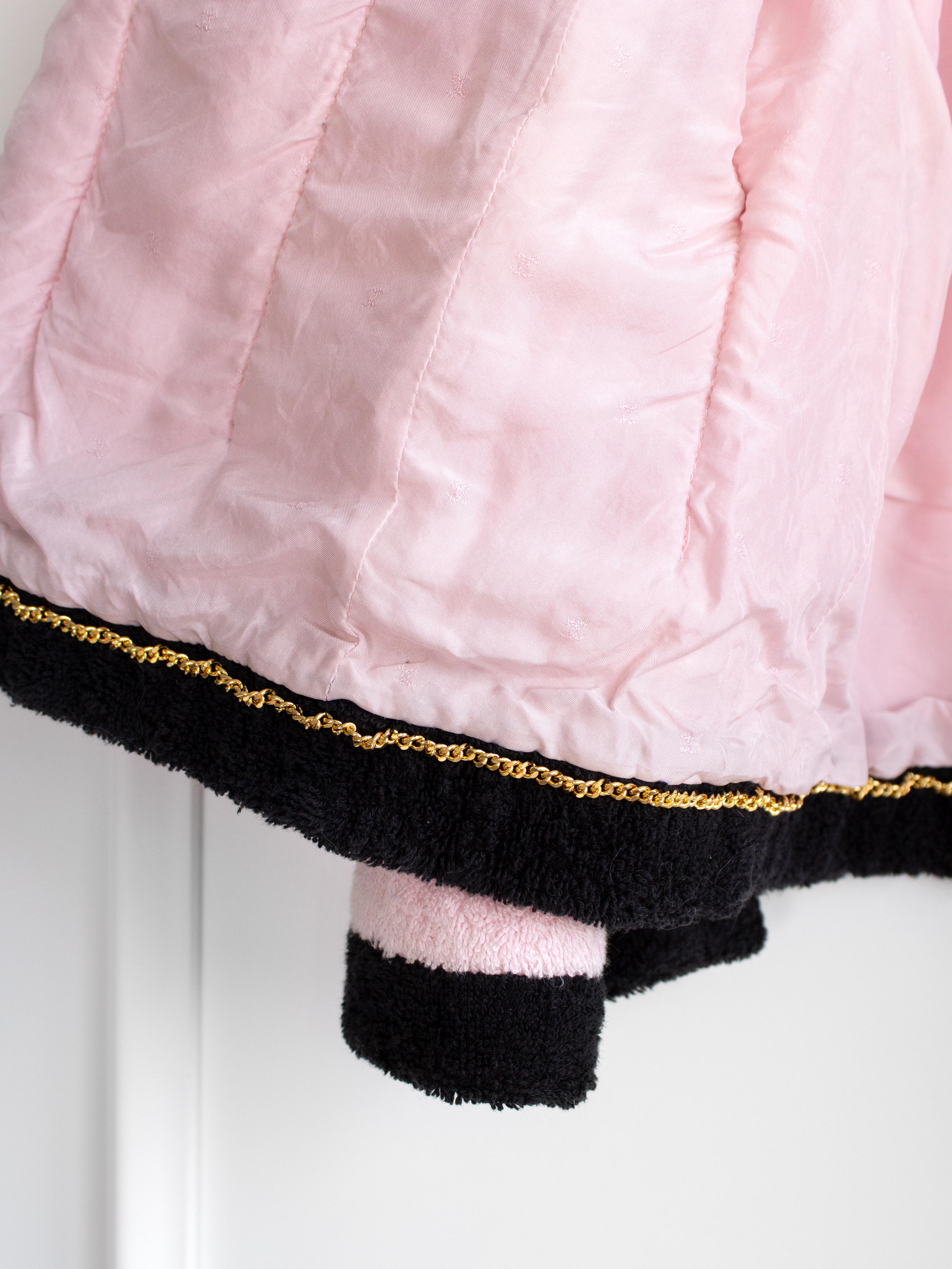 Iconic Chanel Vintage Spring/Summer 1992 Pink Black Terry Jacket 8