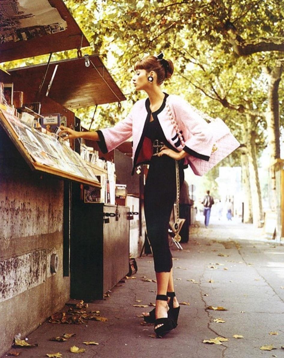 Iconic Chanel Vintage Spring/Summer 1992 Pink Black Terry Jacket 1