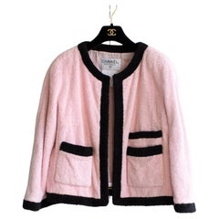 Iconic Chanel Used Spring/Summer 1992 Pink Black Terry Jacket