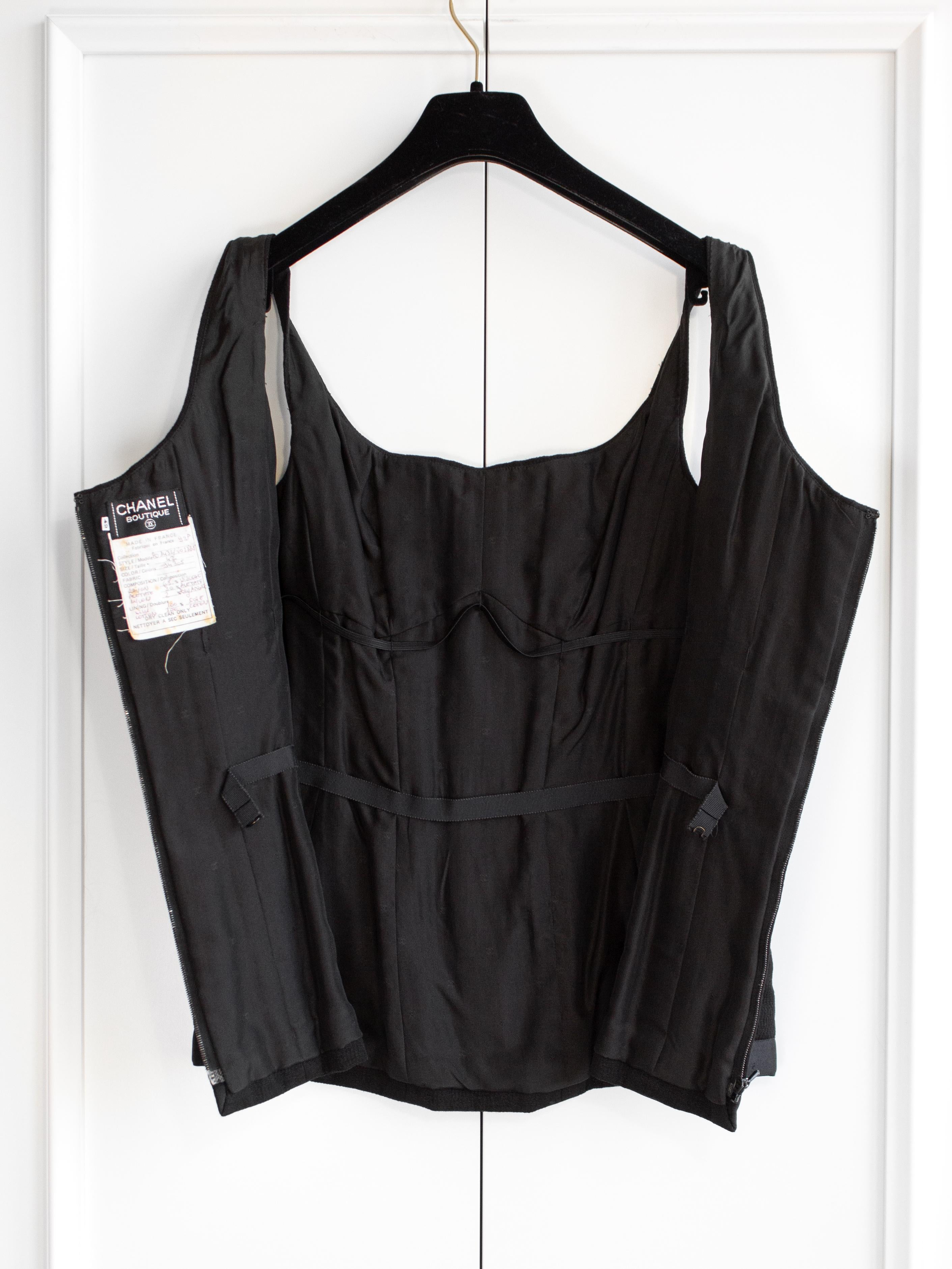 Iconic Chanel Vintage Spring/Summer 1993 Black Silk Bow 93P Corset Top 7