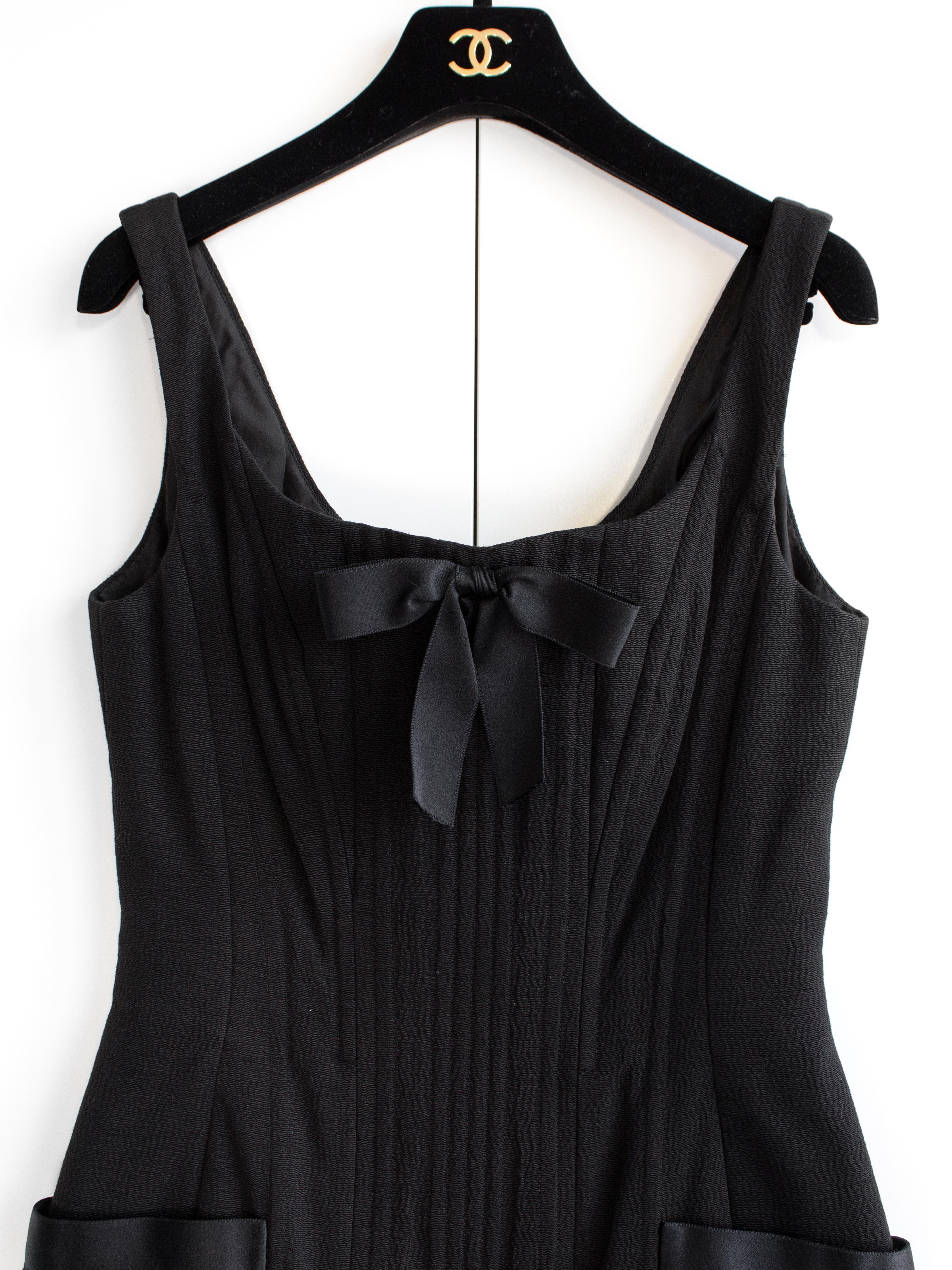 Iconic Chanel Vintage Spring/Summer 1993 Black Silk Bow 93P Corset Top 1