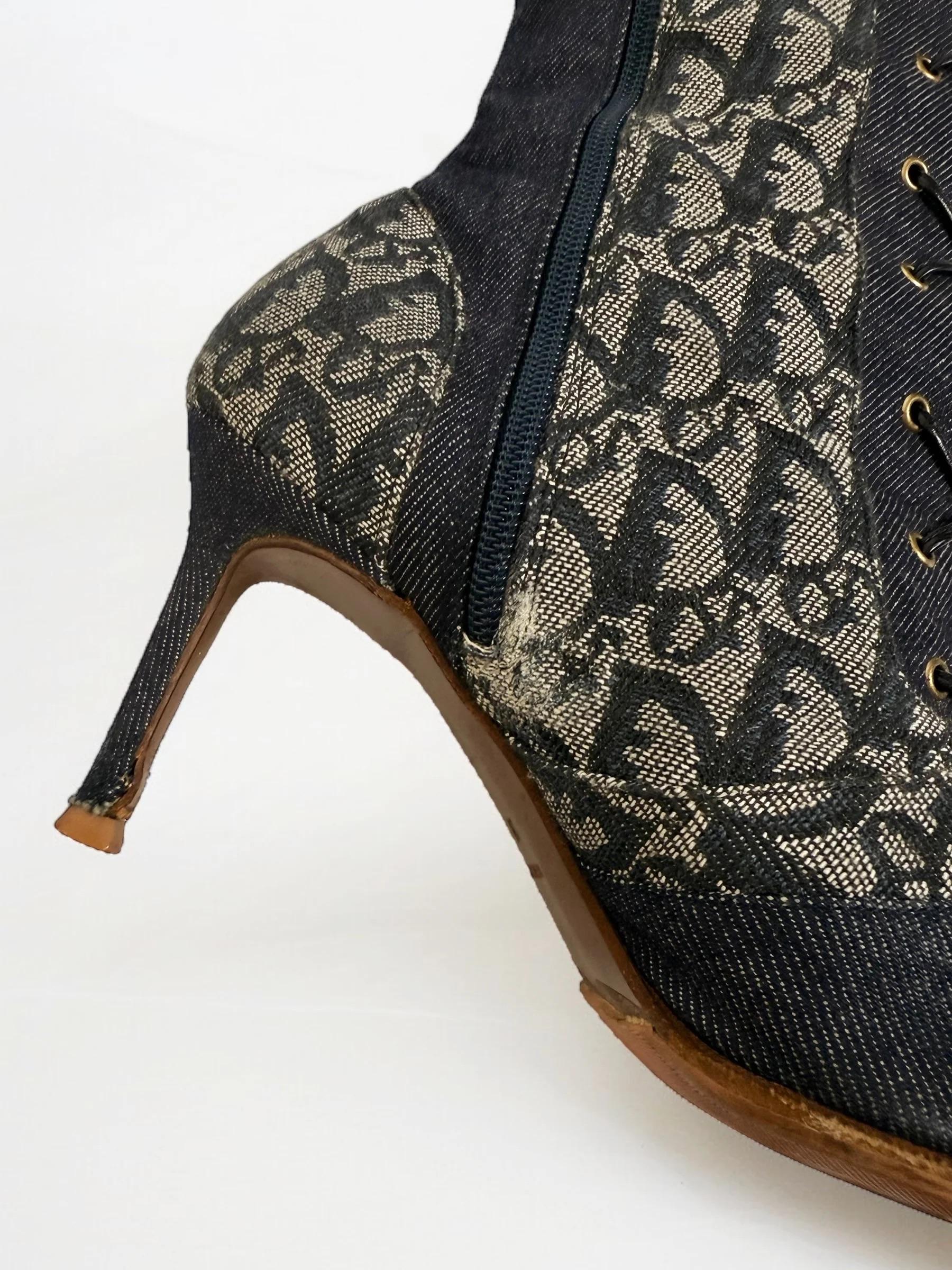Iconic Christian Dior by John Galliano Lace Up Monogram Boots, SS 2000 For Sale 5