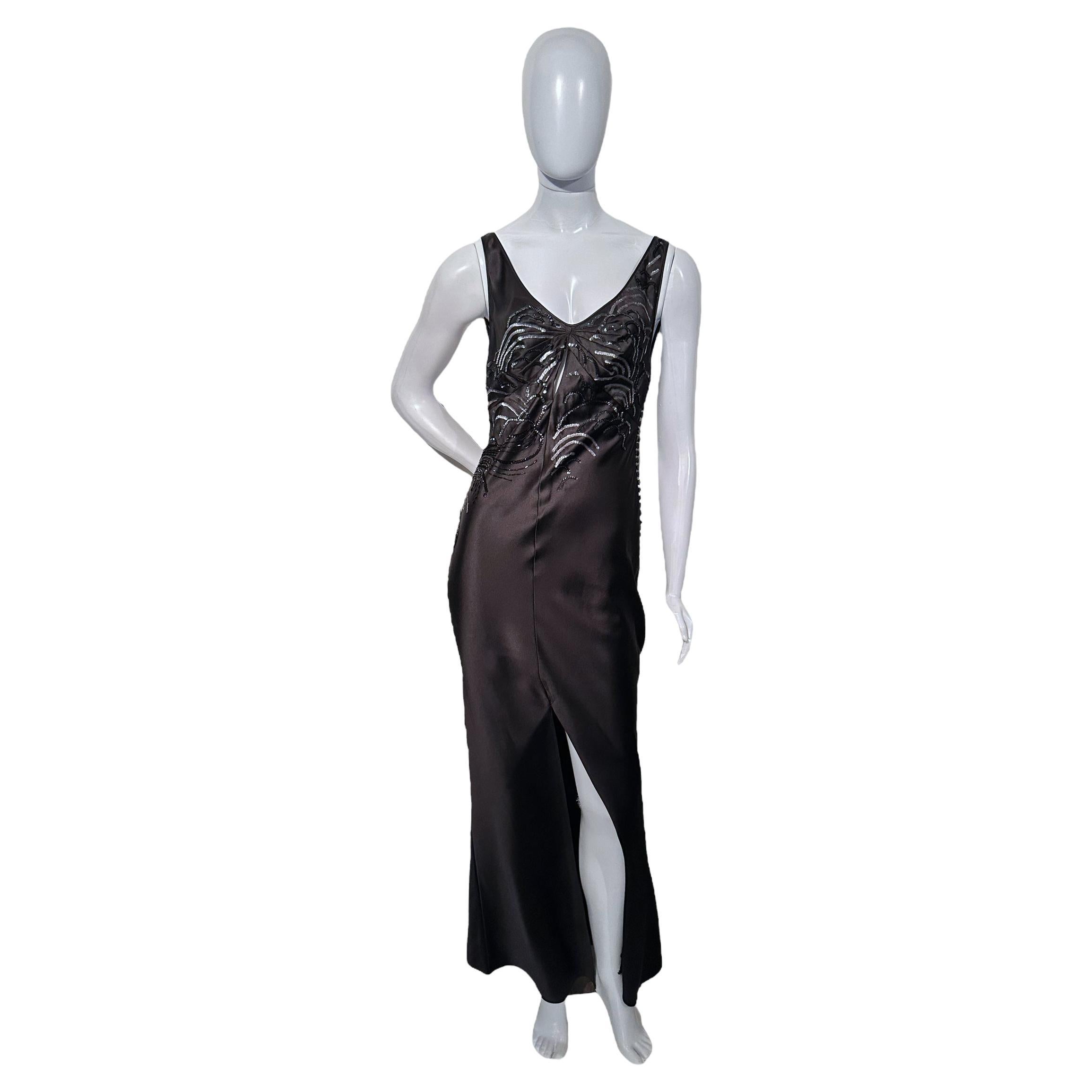 Iconic Christian Dior By John Galliano Ss 2005 Beaded Bodice Black Gown For Sale