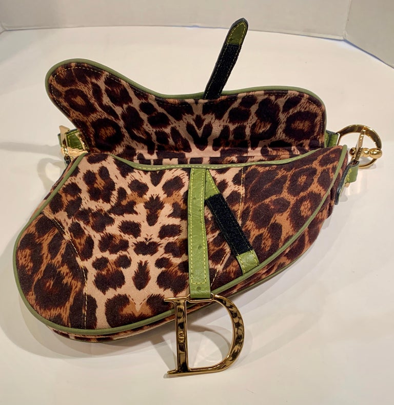 Iconic Christian Dior Leopard Print Saddle Bag with Goldtone Logo Hardware at 1stDibs dior
