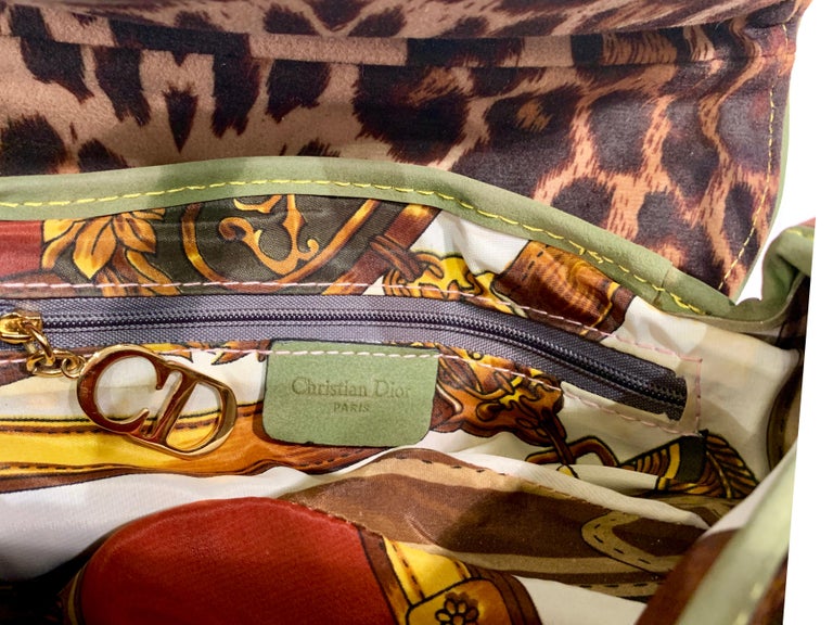 Iconic Christian Dior Leopard Print Saddle Bag with Goldtone Logo