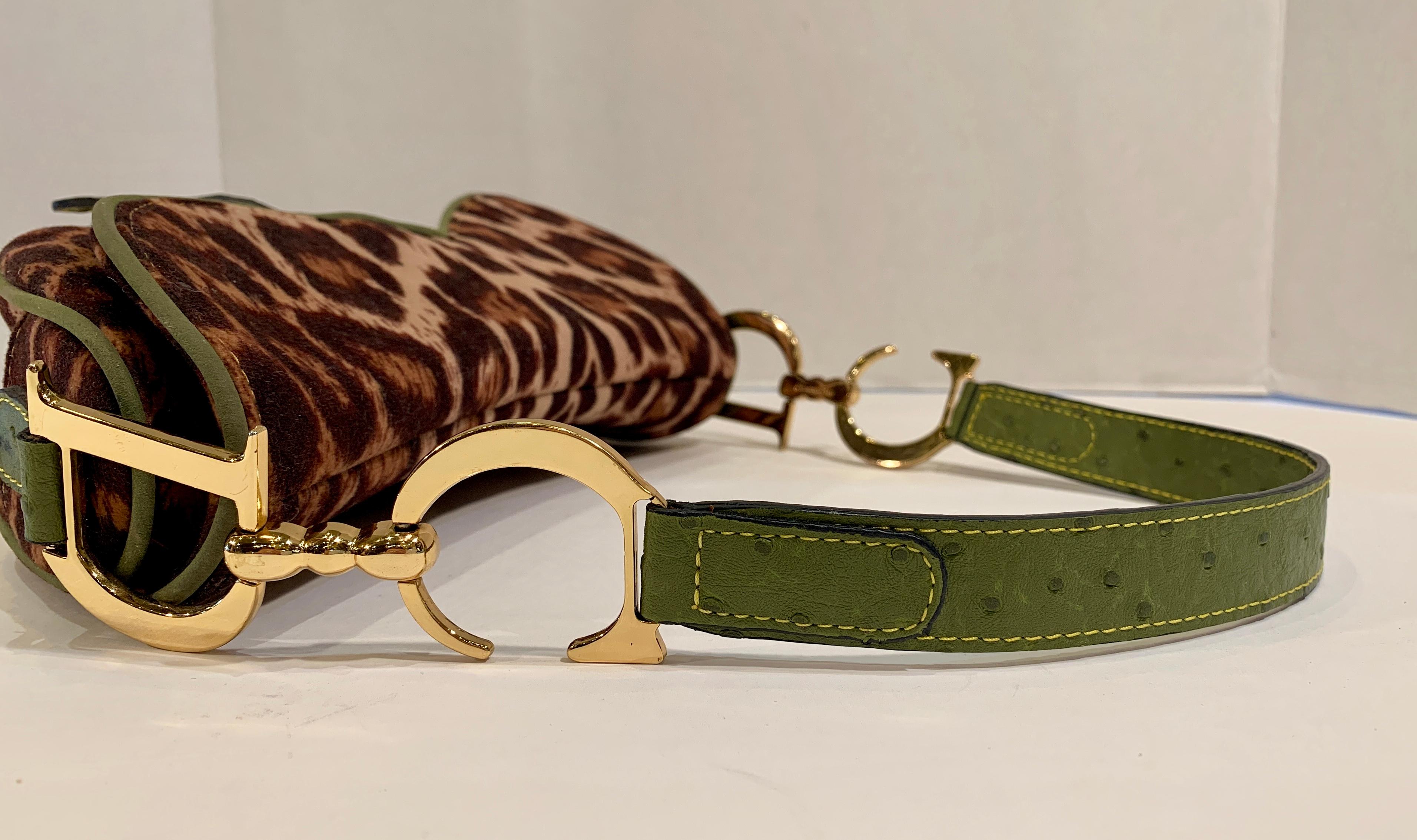 Iconic Christian Dior Leopard Print Saddle Bag with Gold-tone Logo Hardware 1