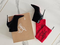 IcCon Christian Louboutin daim noir et cuir verni Classic Leather bottines 9 39.5