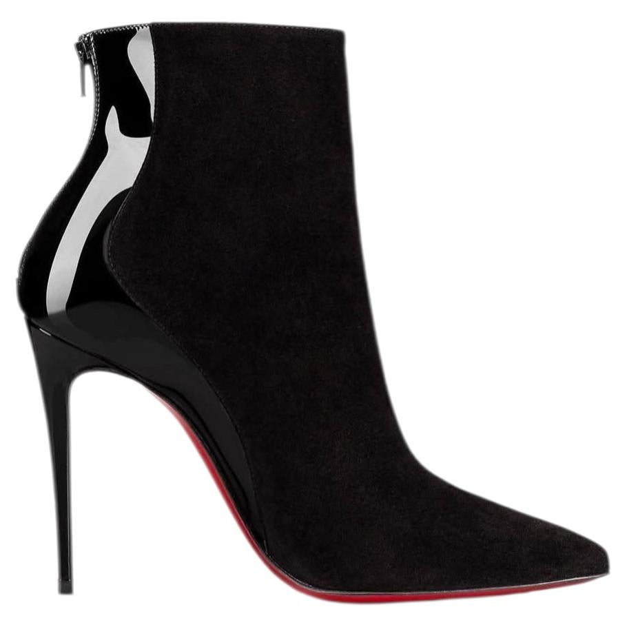 Iconic Christian Louboutin black suede&patent leather Classic ankle boots 9 39.5 For Sale