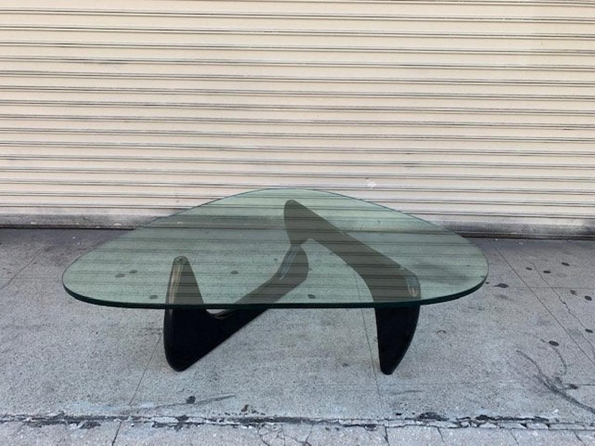 American Iconic Coffee Table in Wood and Glass by Isamu Noguchi