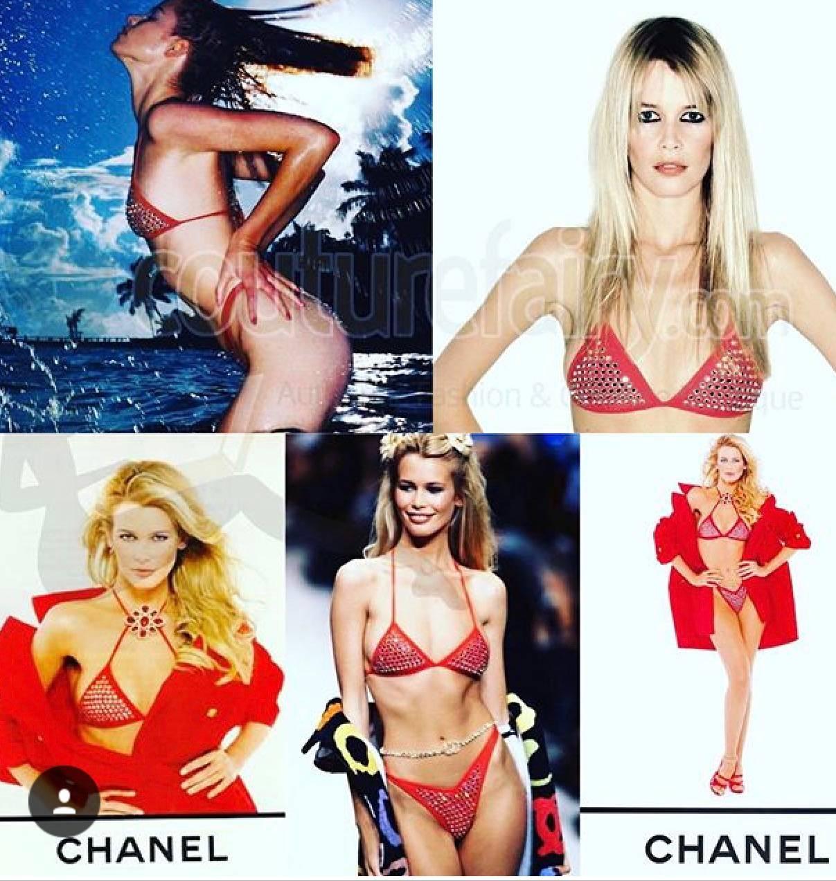 Iconic Collector's CHANEL1995 Red Crystal String Bikini 1