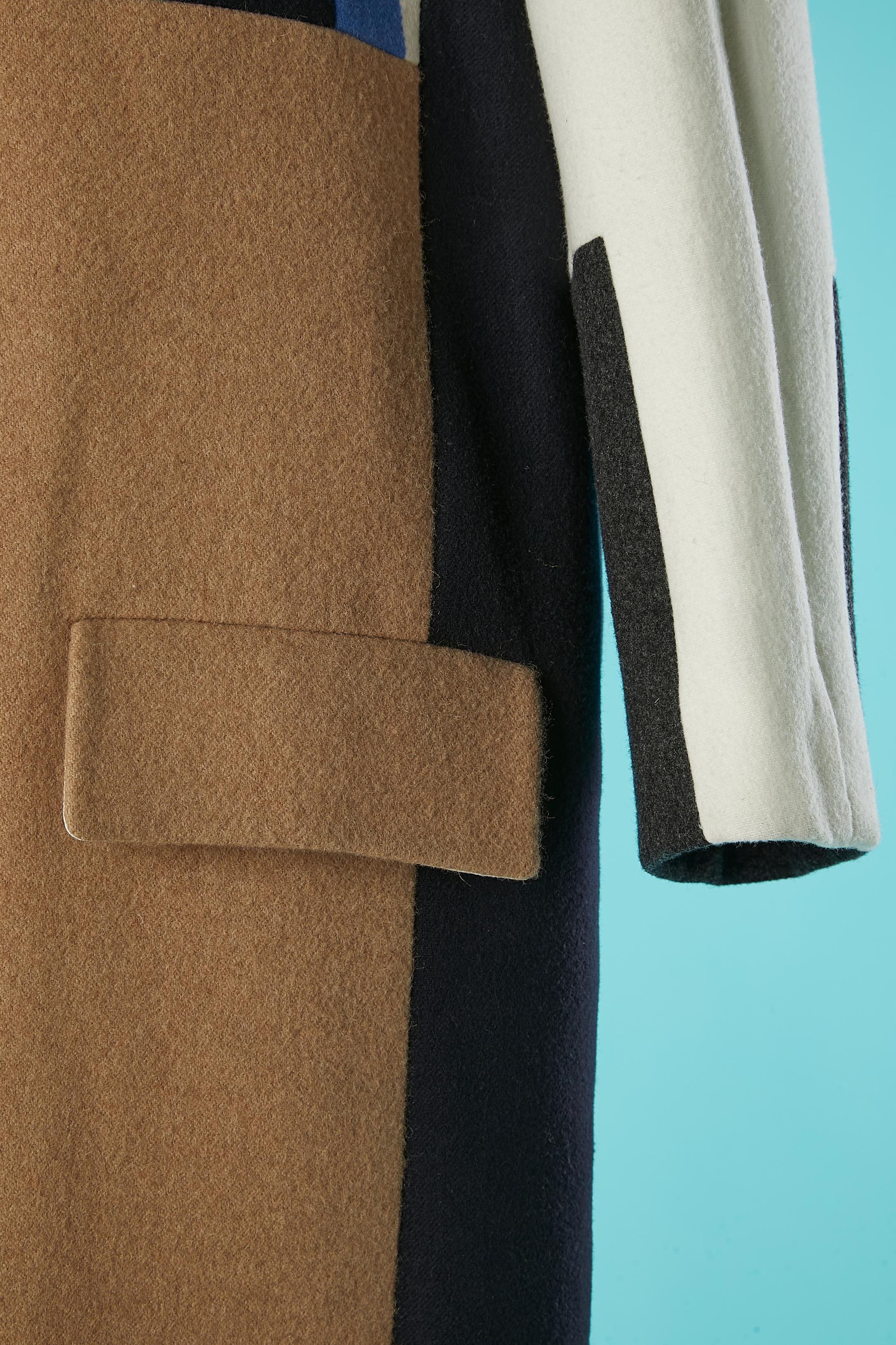 Women's Iconic color-block wool coat  with calf collar Céline by Phoebe Philo FW 2012