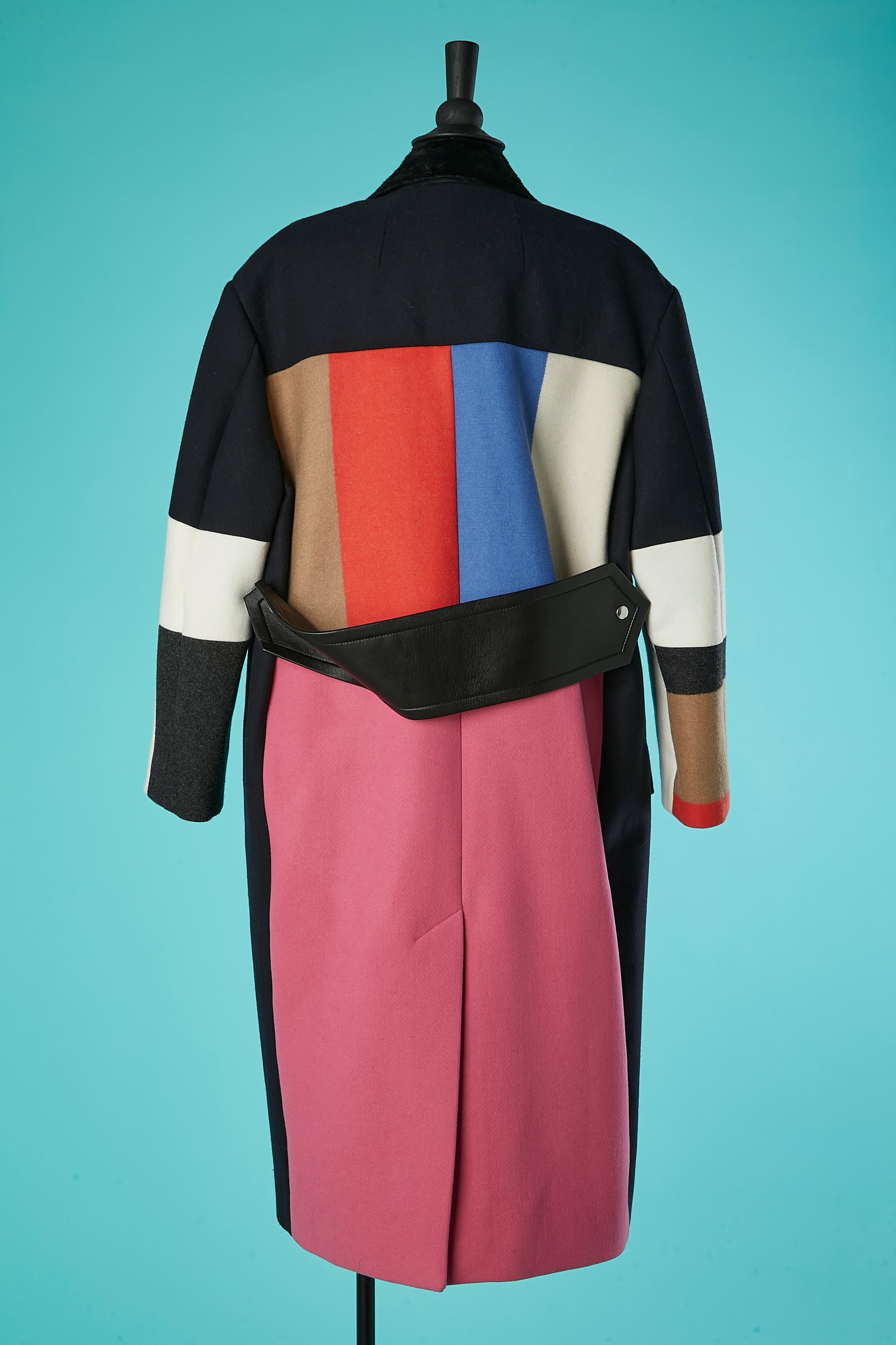 Iconic color-block wool coat  with calf collar Céline by Phoebe Philo FW 2012 1