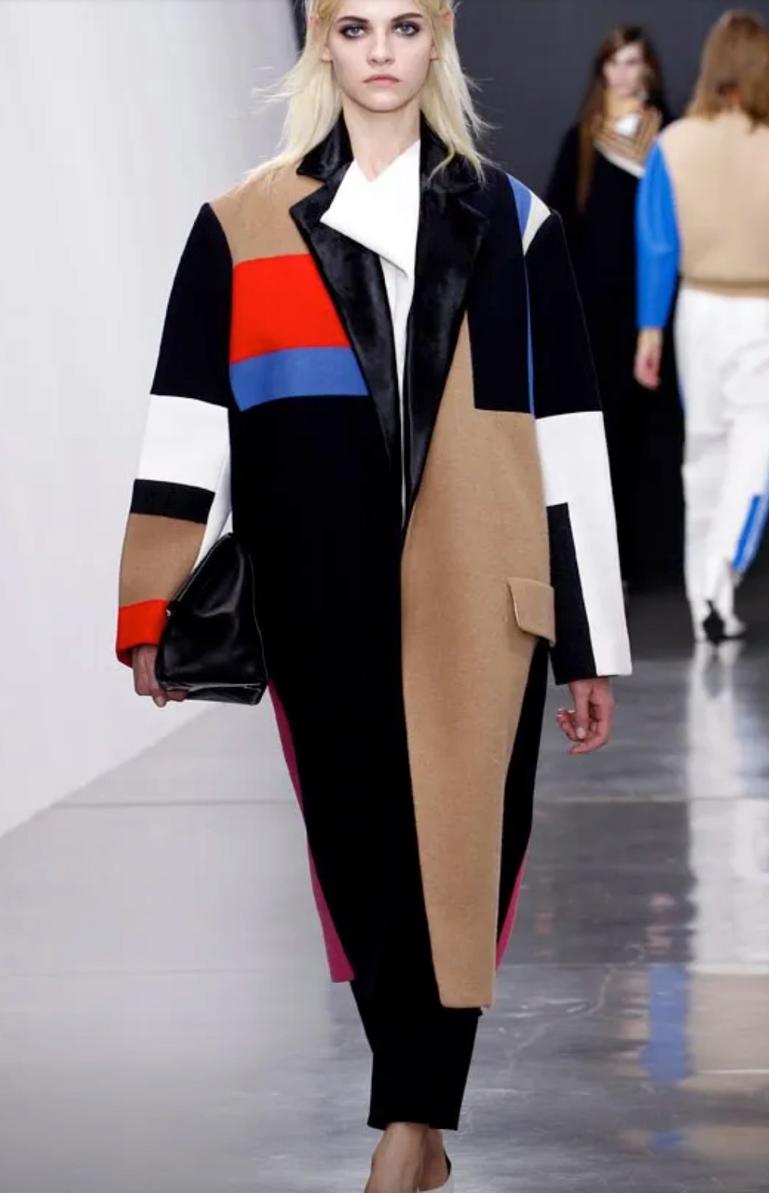 Iconic color-block wool coat  with calf collar Céline by Phoebe Philo FW 2012 4