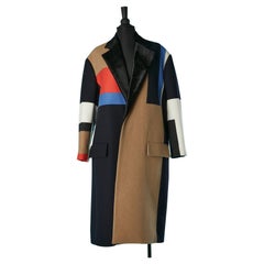 Iconic color-block wool coat  with calf collar Céline by Phoebe Philo FW 2012