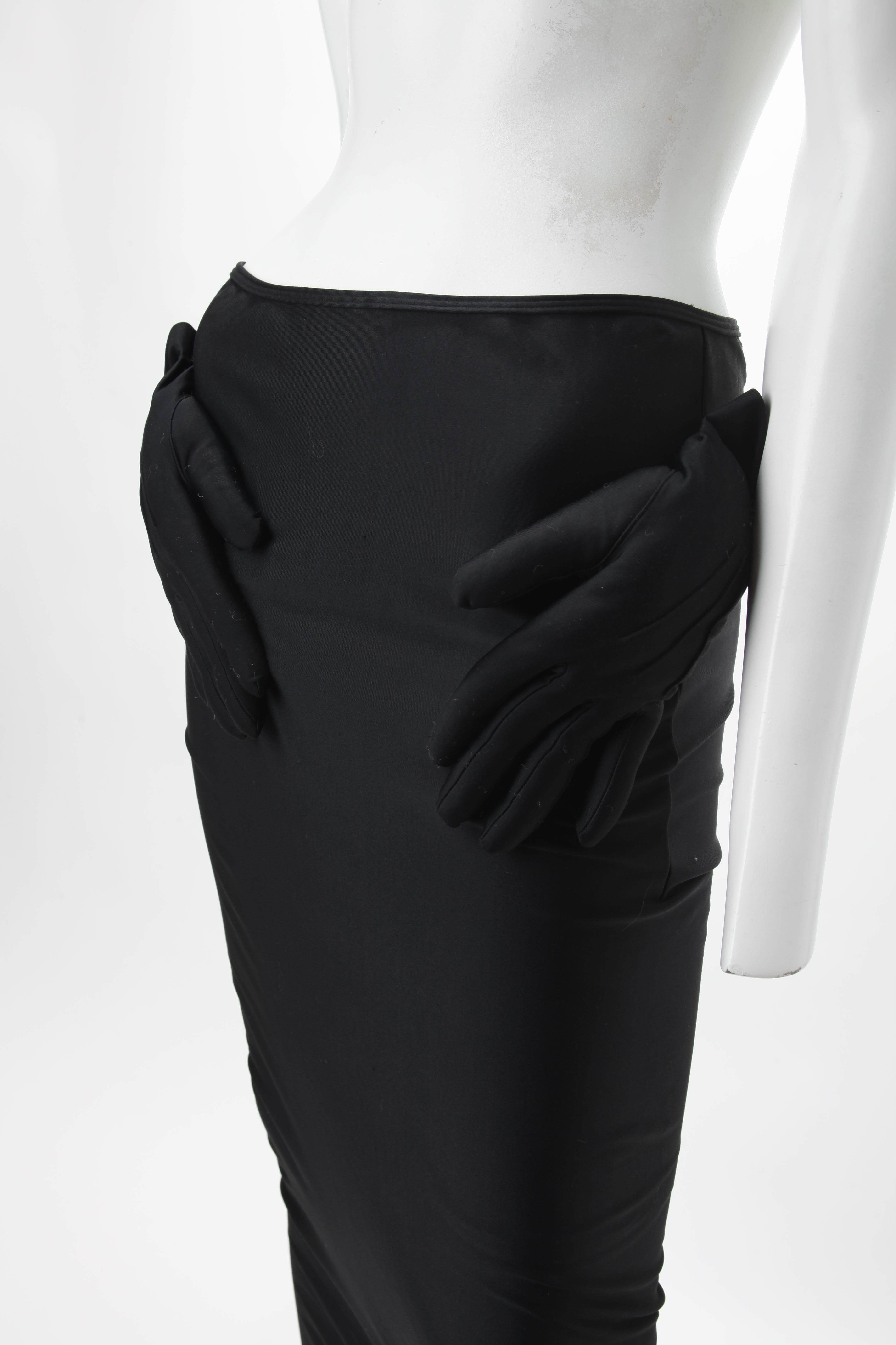 ICONIC Comme des Garcons FW 2007 Black Skirt with 3D Hands Applique In Good Condition In New York, NY