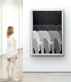 Iconic Contemporary Elephant Painting Giant Tuskers Tom Taylor 20 C. American