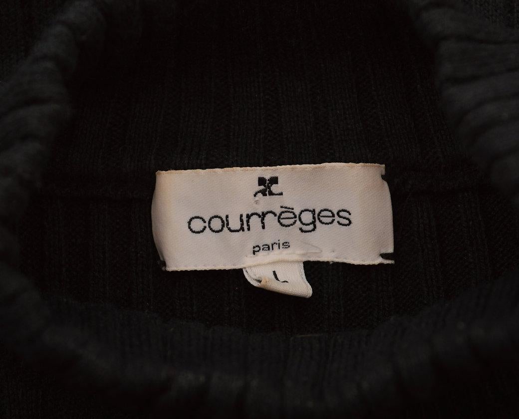 Iconic Courrèges 1960'S Black Turtle Neck Knit Top In Good Condition For Sale In Sheffield, GB
