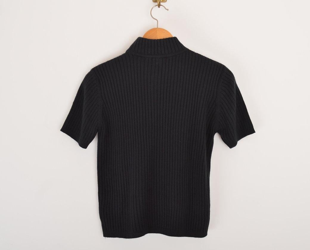 Iconic Courrèges 1960's Black Turtle Neck Knit Top Bon état - En vente à Sheffield, GB